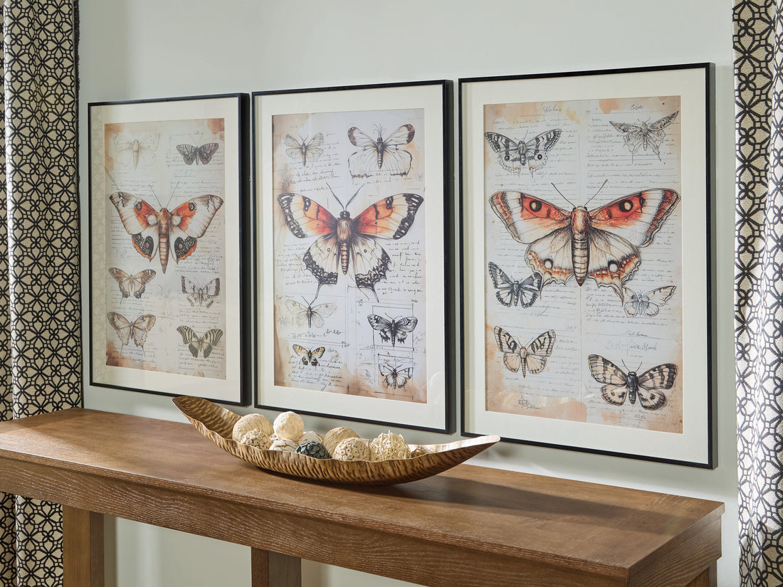 Jossletts Orange/Black/Ivory Wall Art (Set of 3) - A8000490