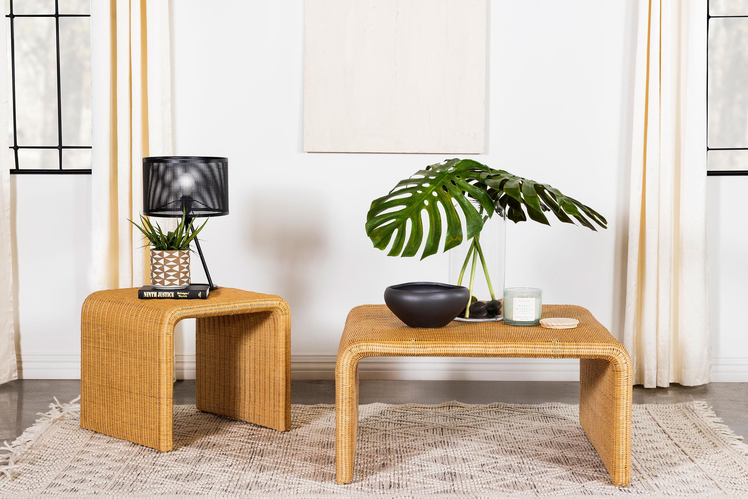 Juanita 2-piece Rattan Coffee and End Table Set Natural - 709818-S2