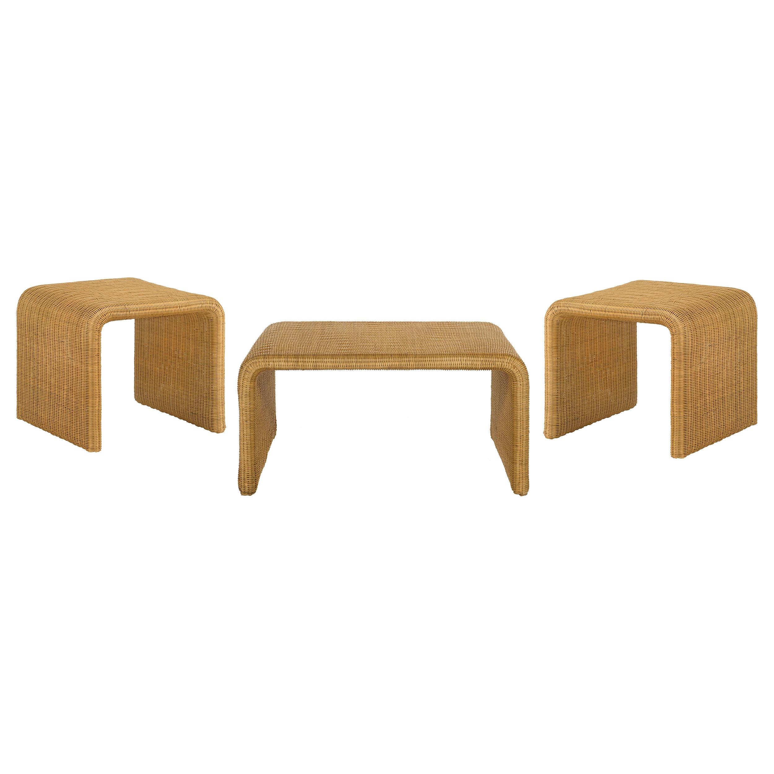 Juanita 3-piece Rattan Coffee and End Table Set Natural - 709818-S3