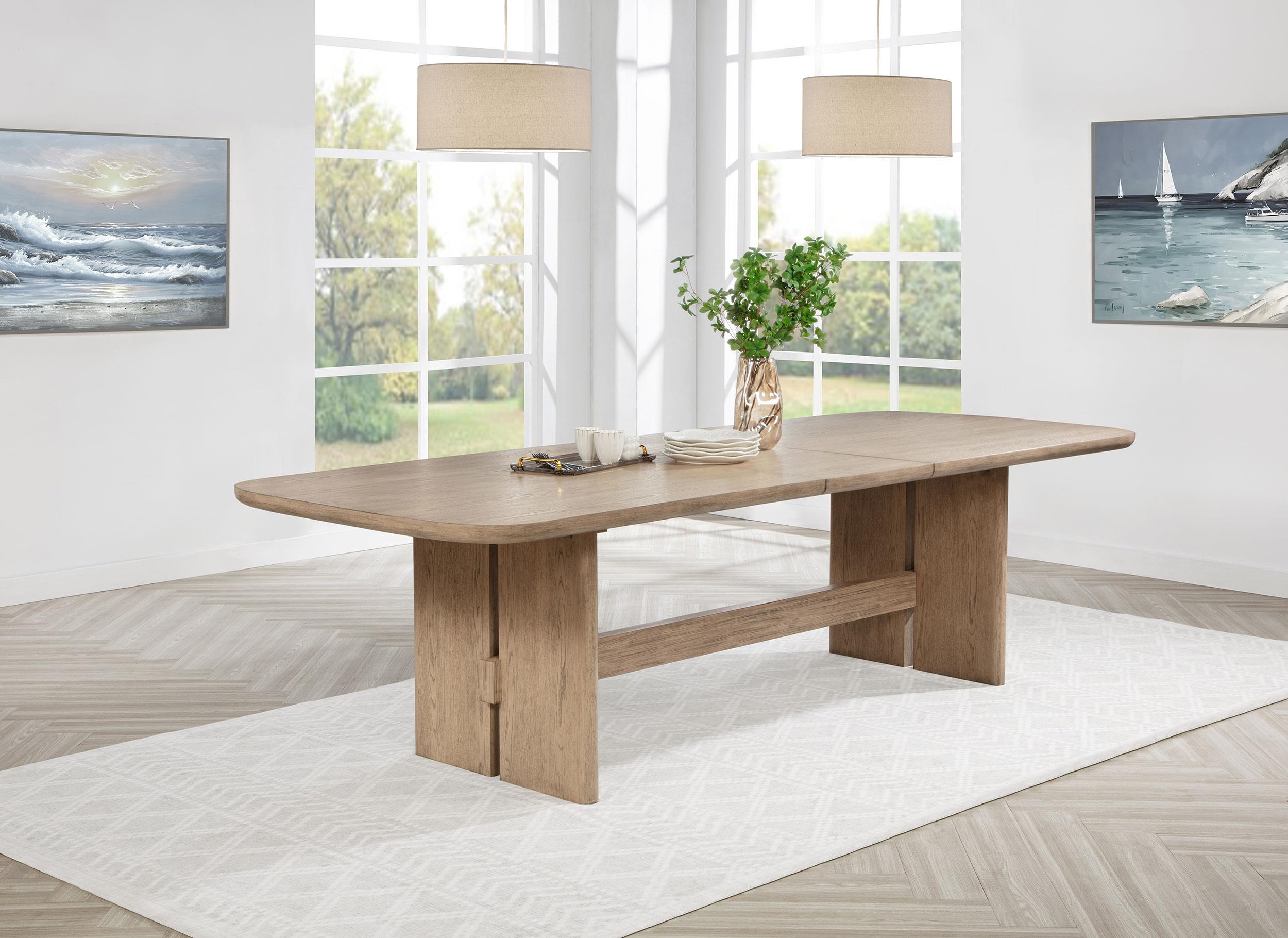 Kailani 110-inch Rectangular Wood Dining Table Beige Oak - 109381