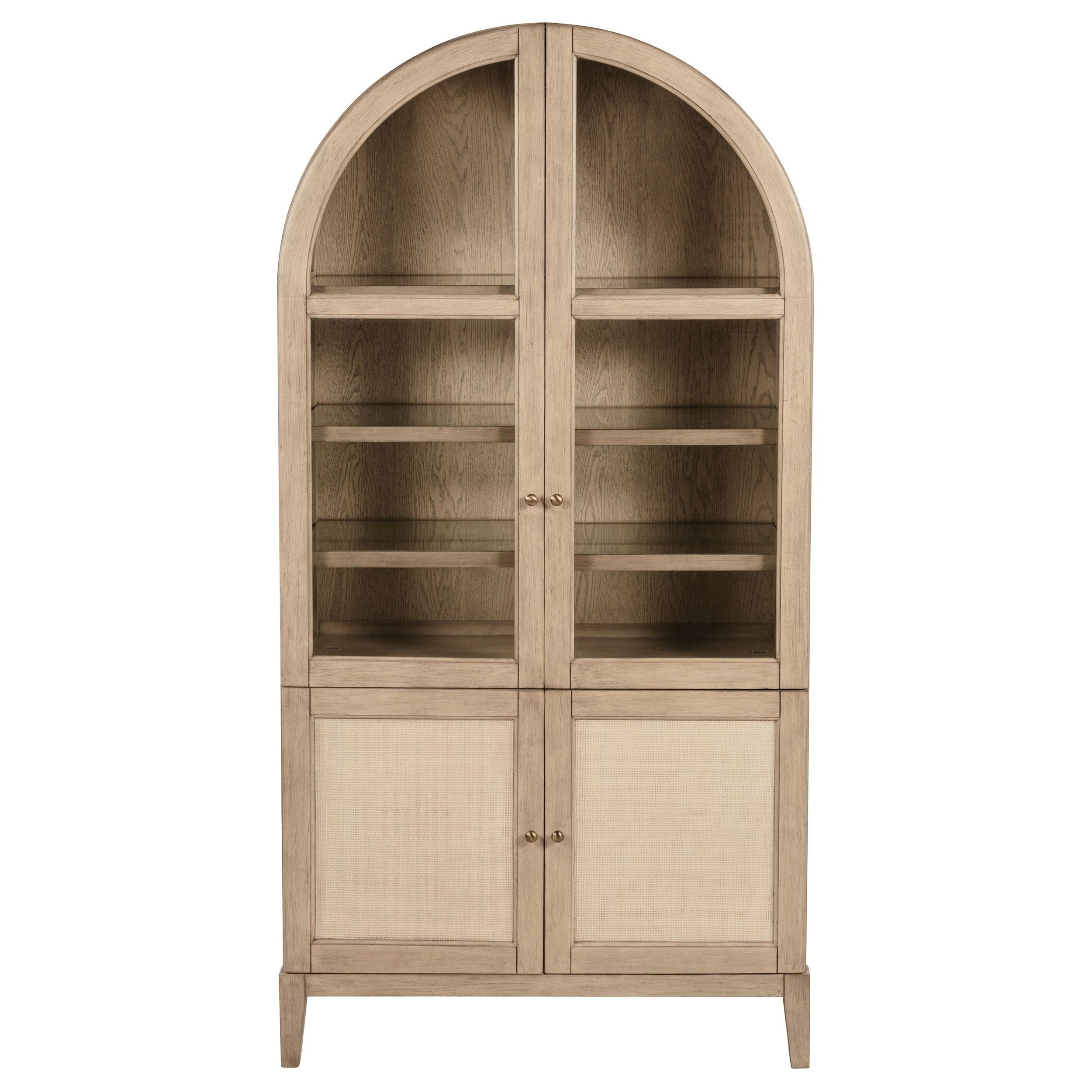Kailani 4-Door Cane Dining Vitrine Display Cabinet Beige Oak - 109386