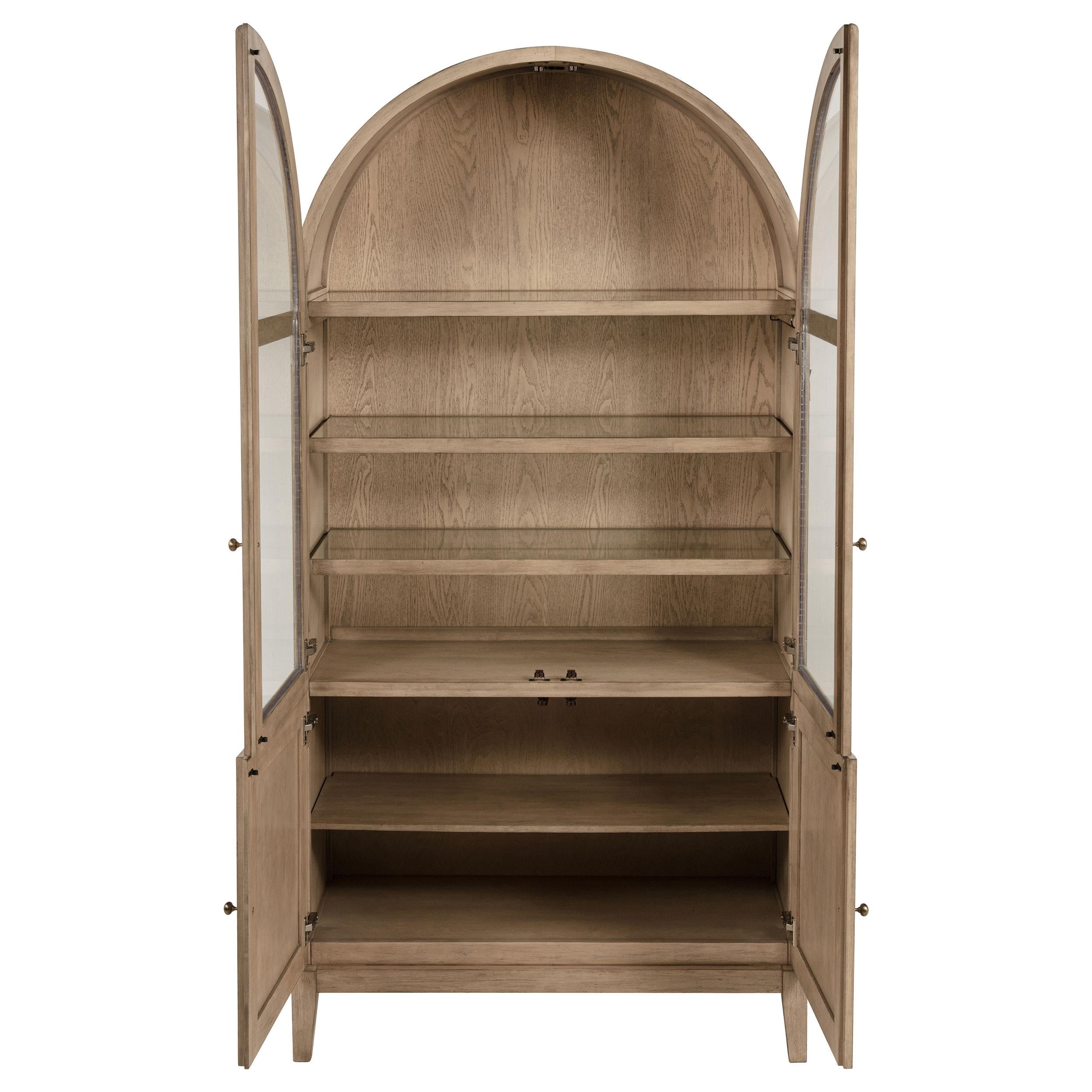 Kailani 4-Door Cane Dining Vitrine Display Cabinet Beige Oak - 109386