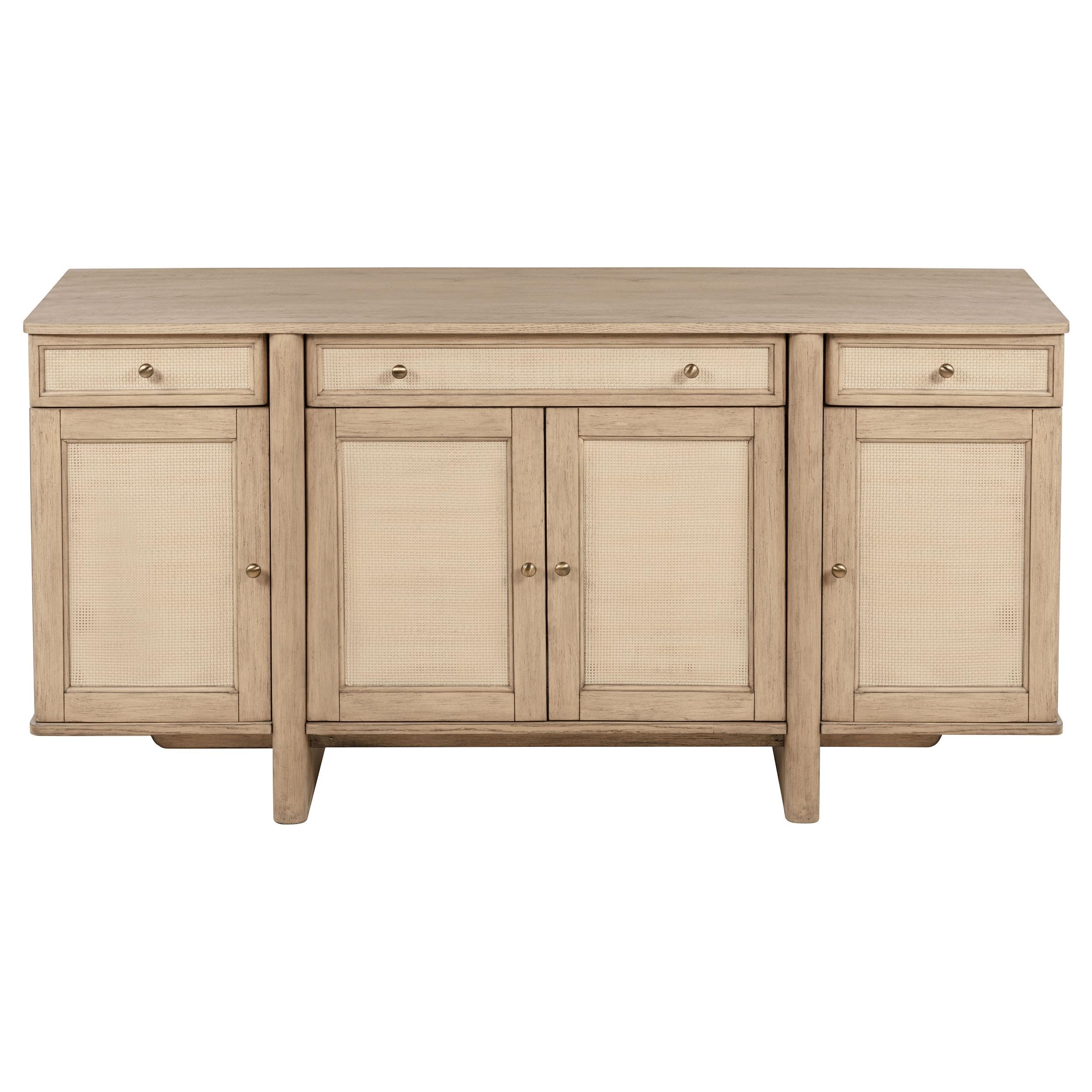 Kailani 4-door Cane Sideboard Buffet Cabinet Beige Oak - 109385