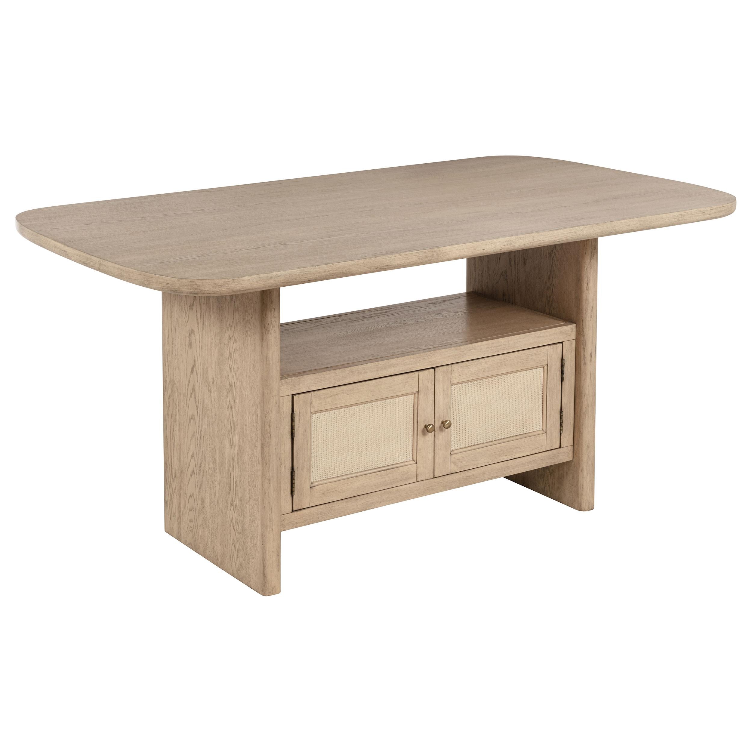 Kailani Cane Counter Height Storage Dining Table Beige Oak - 109388