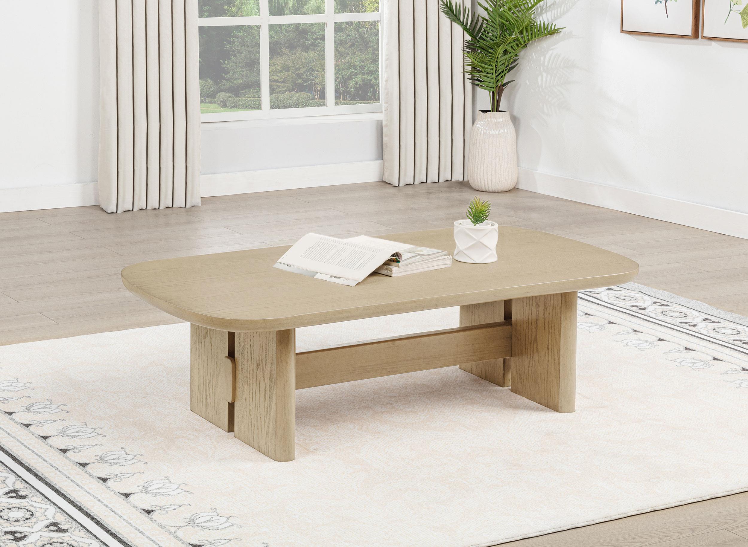 Kailani Coastal Rectangular Cocktail Coffee Table Beige Oak - 706588