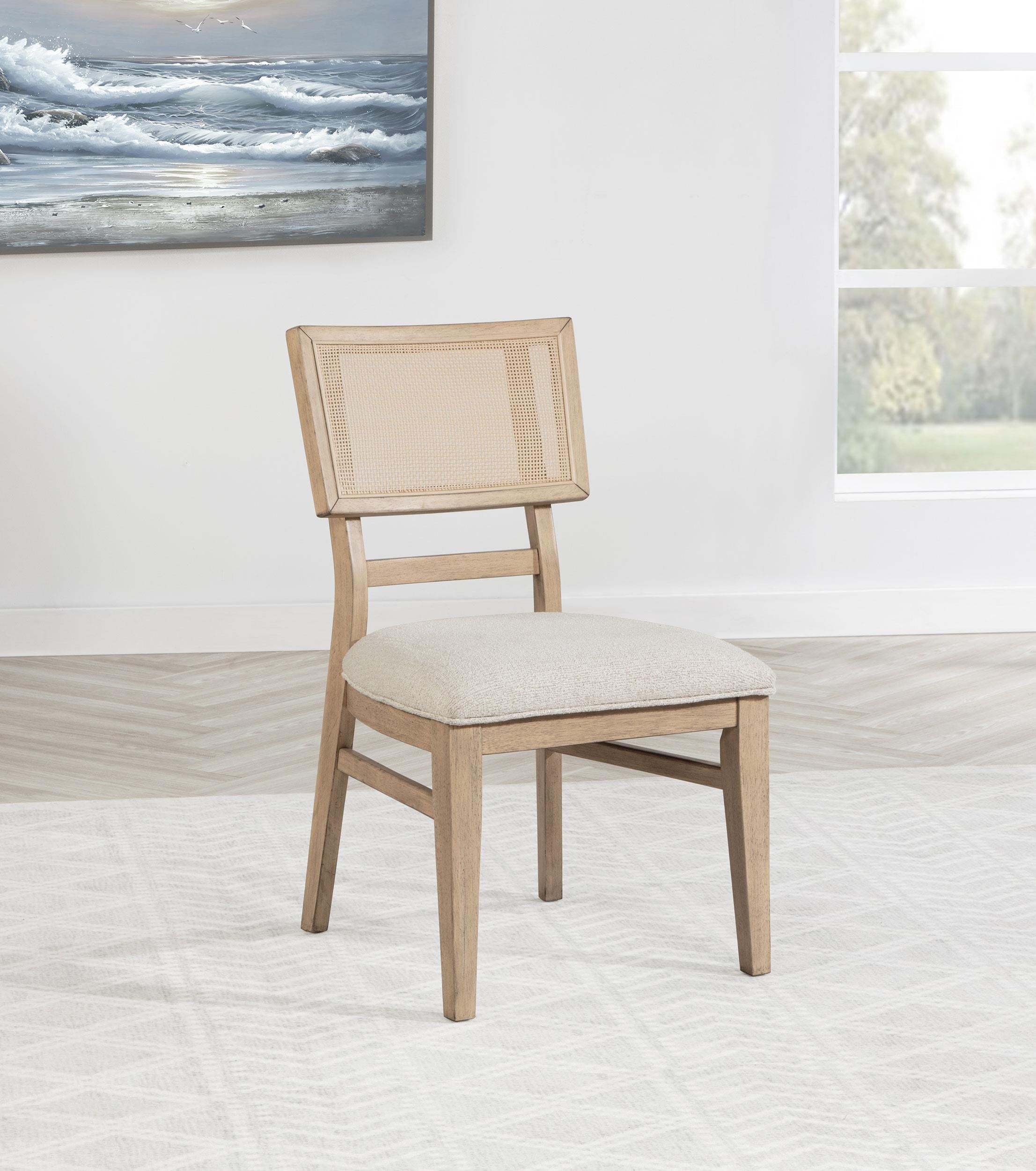 Kailani Radio Weave Cane Dining Side Chair Beige Oak - 109382