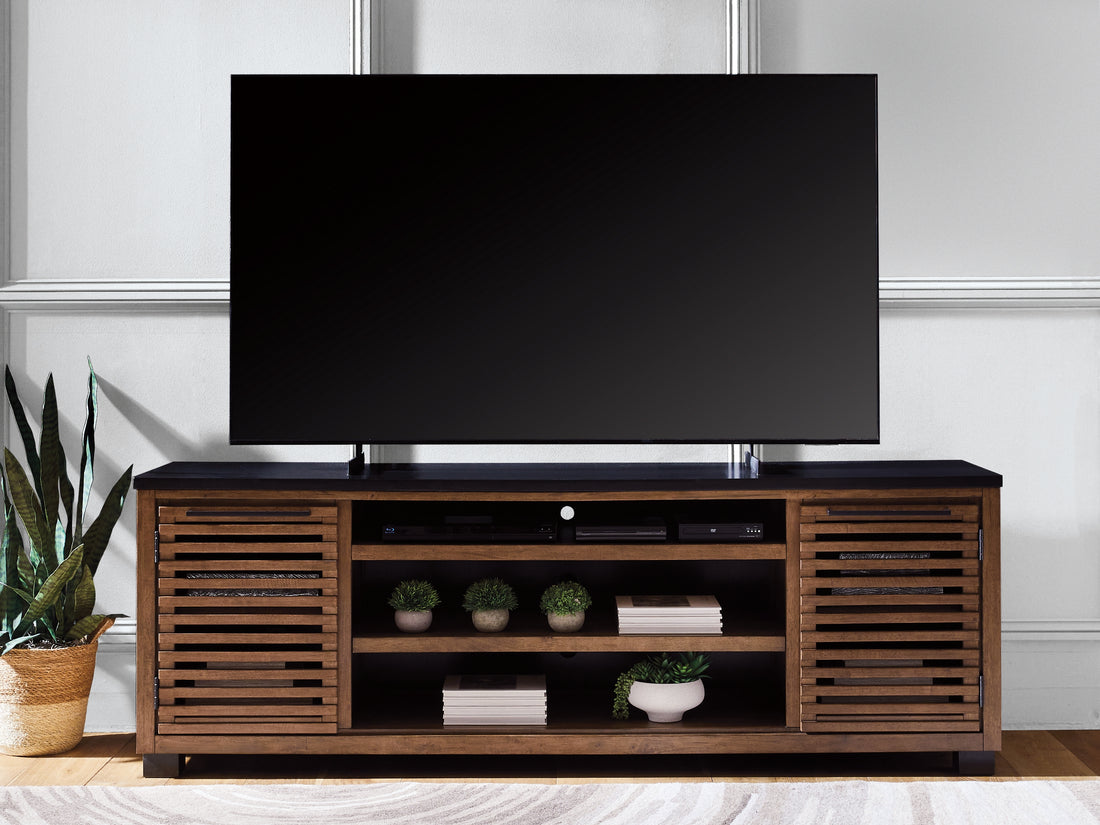 Kallari Warm Brown/Black 84" TV Stand - W737-78