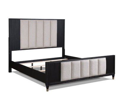 Kara Black Queen Panel Bed - SET | B1400-Q-HB | B1400-Q-FB | B1400-KQ-RAIL