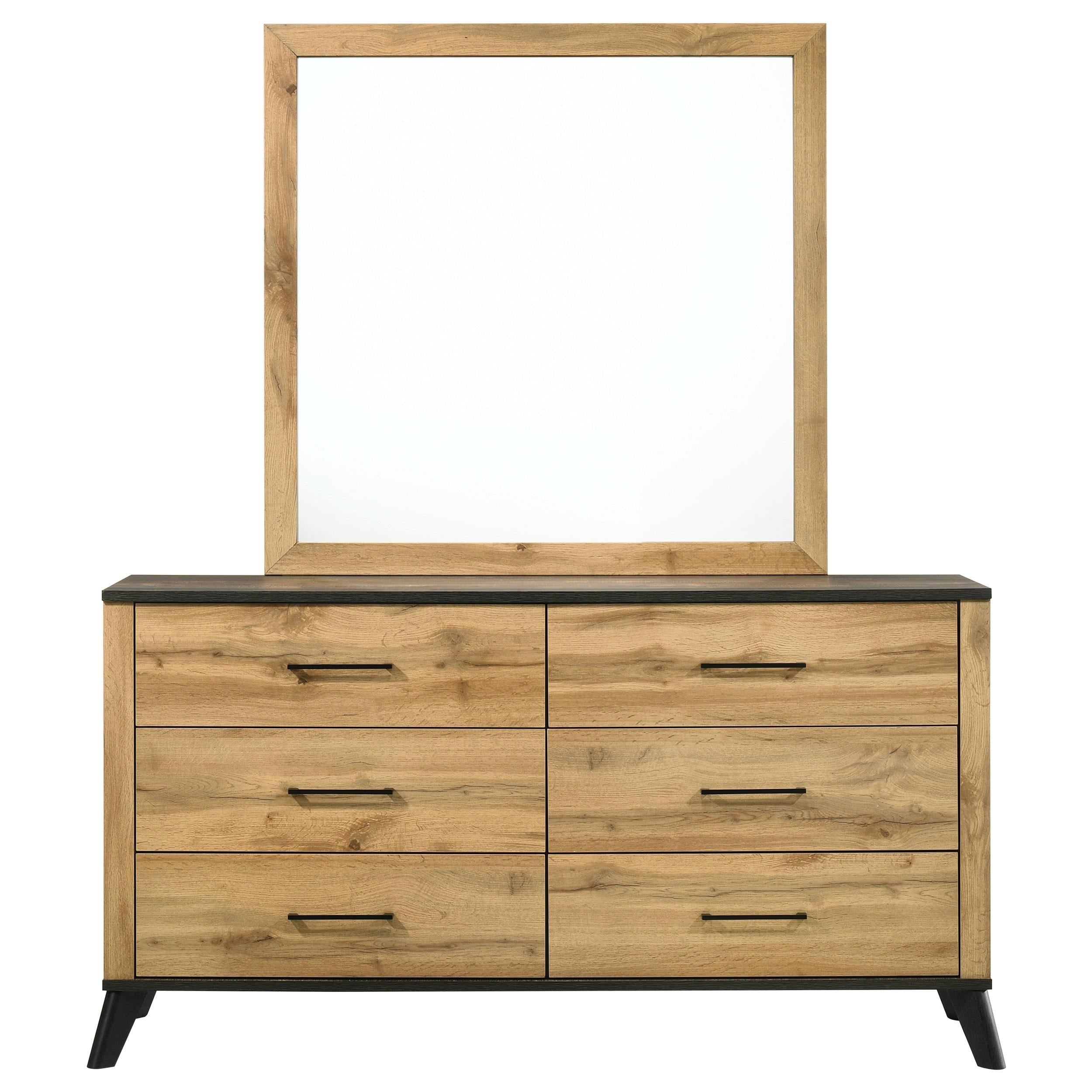 Kaywood 6-drawer Dresser and Mirror Natural Pine - 225003M
