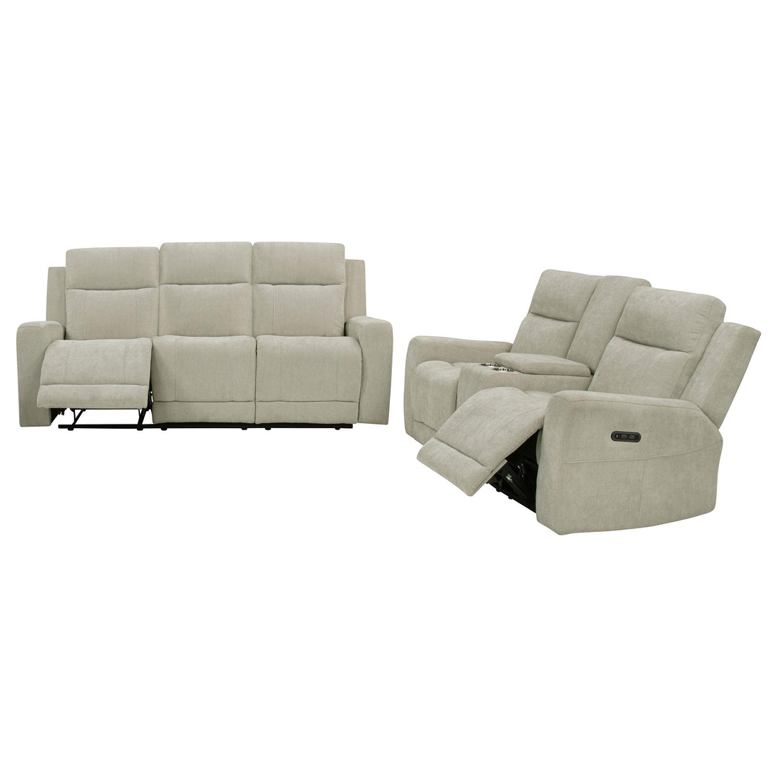 Kennett 2-piece Chenille Power Reclining Sofa Set Ivory - 610151P-S2