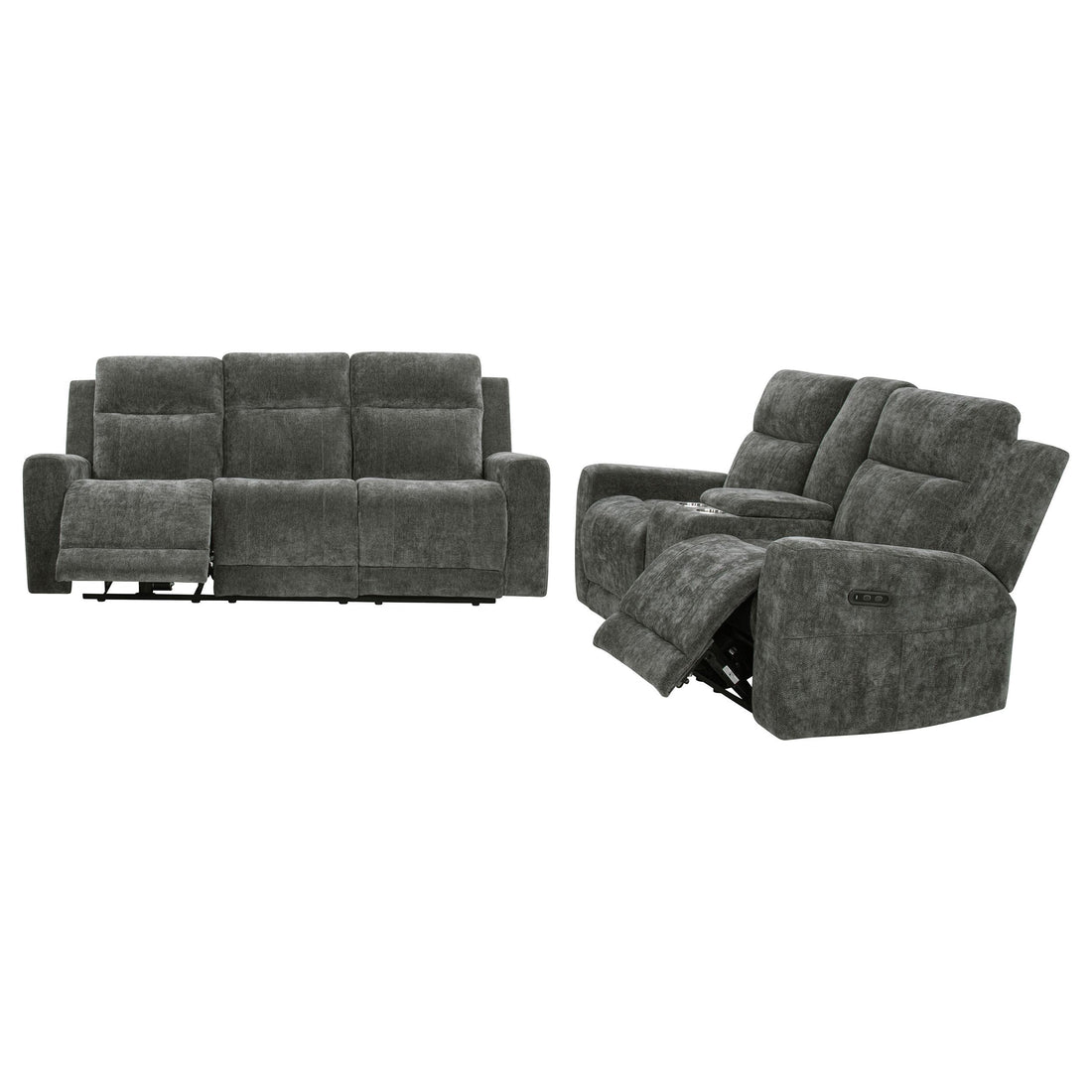 Kennett 3-piece Chenille Power Reclining Sofa Set Dark Grey - 610154P-S3