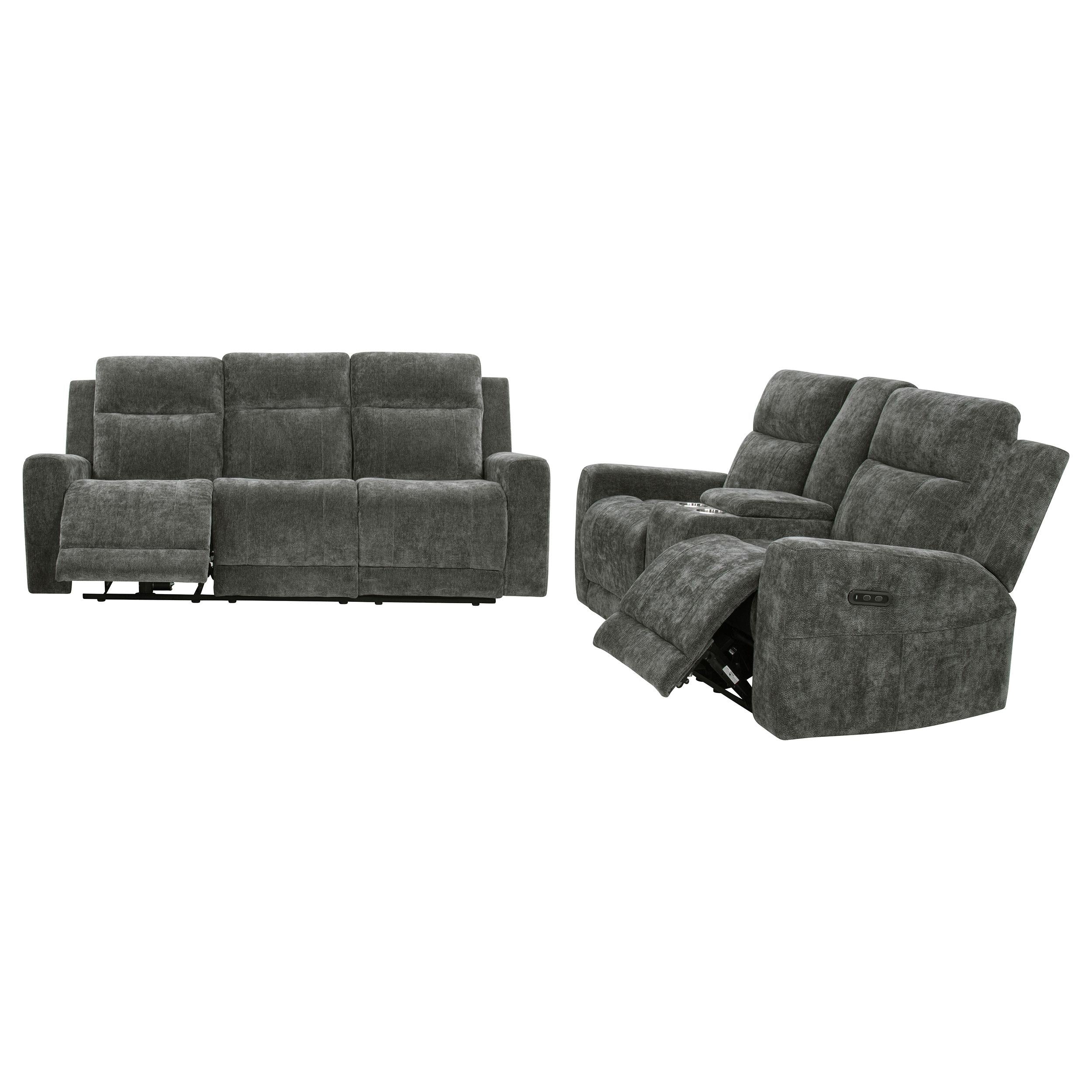 Kennett 3-piece Chenille Power Reclining Sofa Set Dark Grey - 610154P-S3