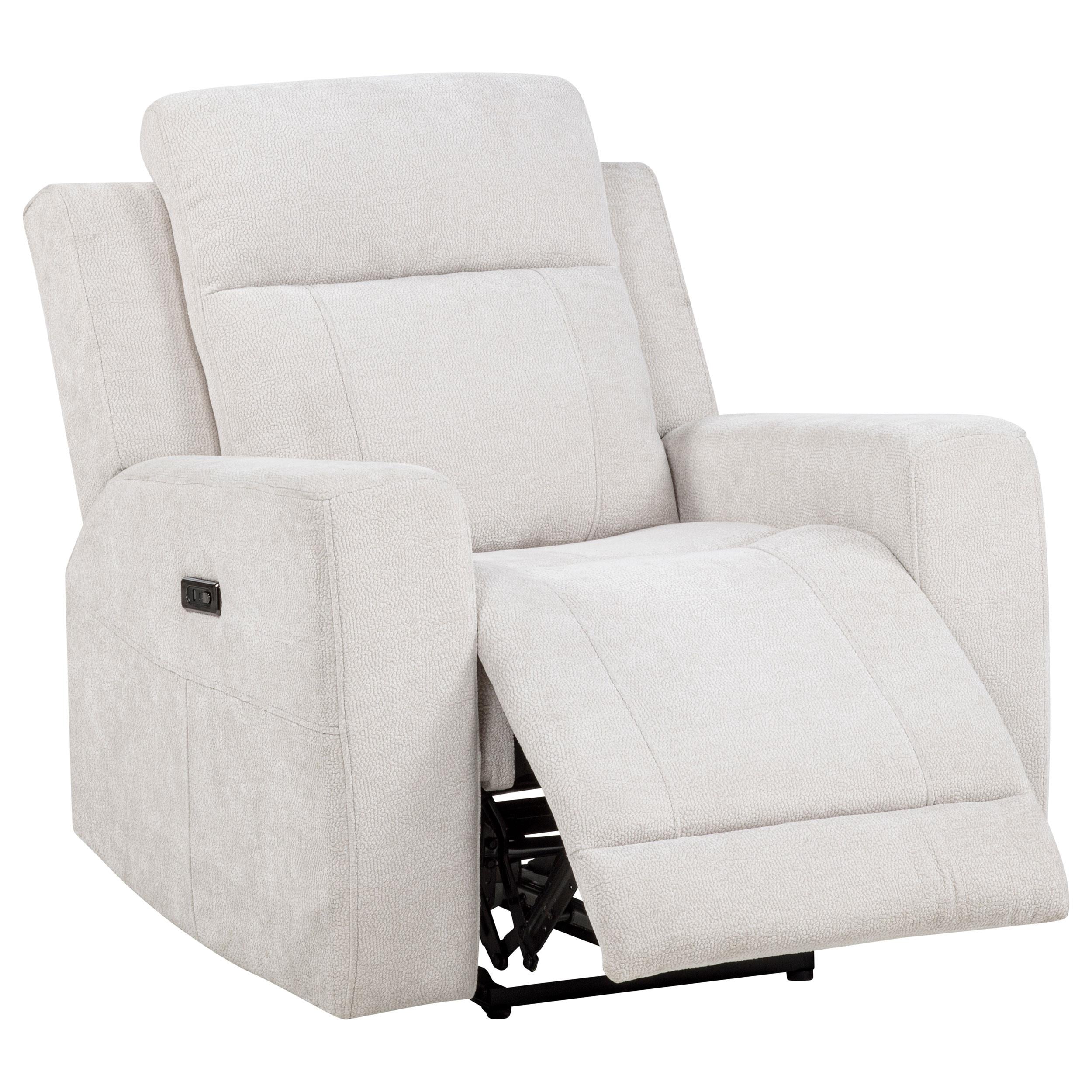 Kennett 3-piece Chenille Power Reclining Sofa Set Ivory - 610151P-S3