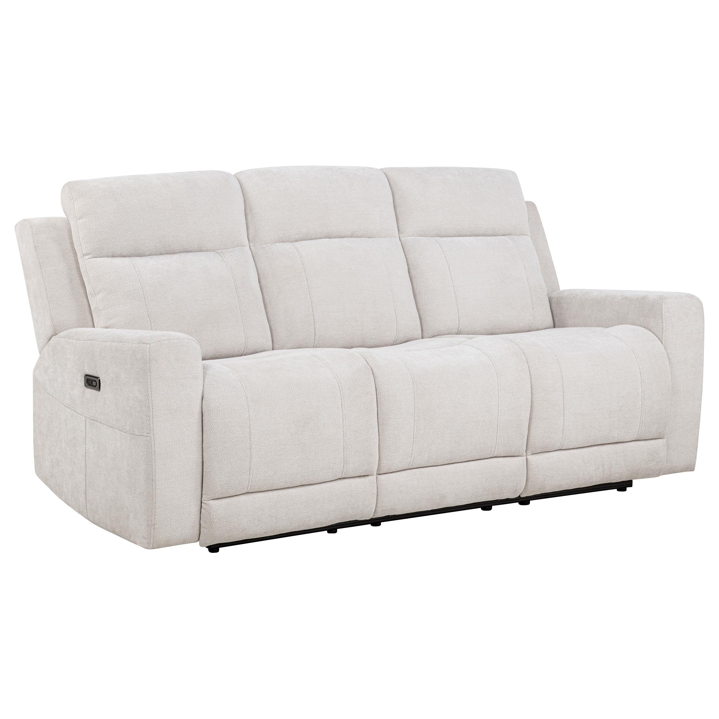 Kennett 3-piece Chenille Power Reclining Sofa Set Ivory - 610151P-S3