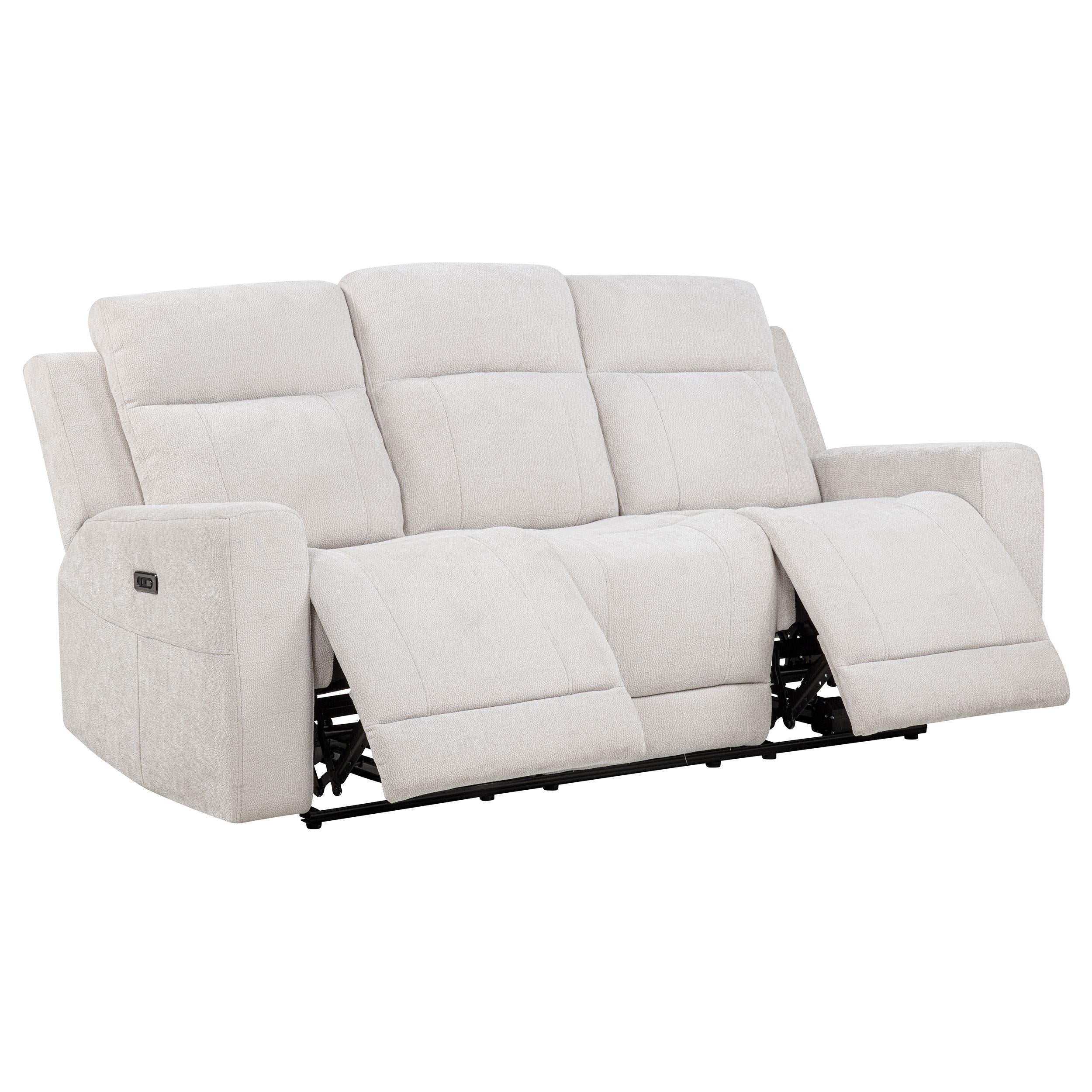 Kennett 3-piece Chenille Power Reclining Sofa Set Ivory - 610151P-S3