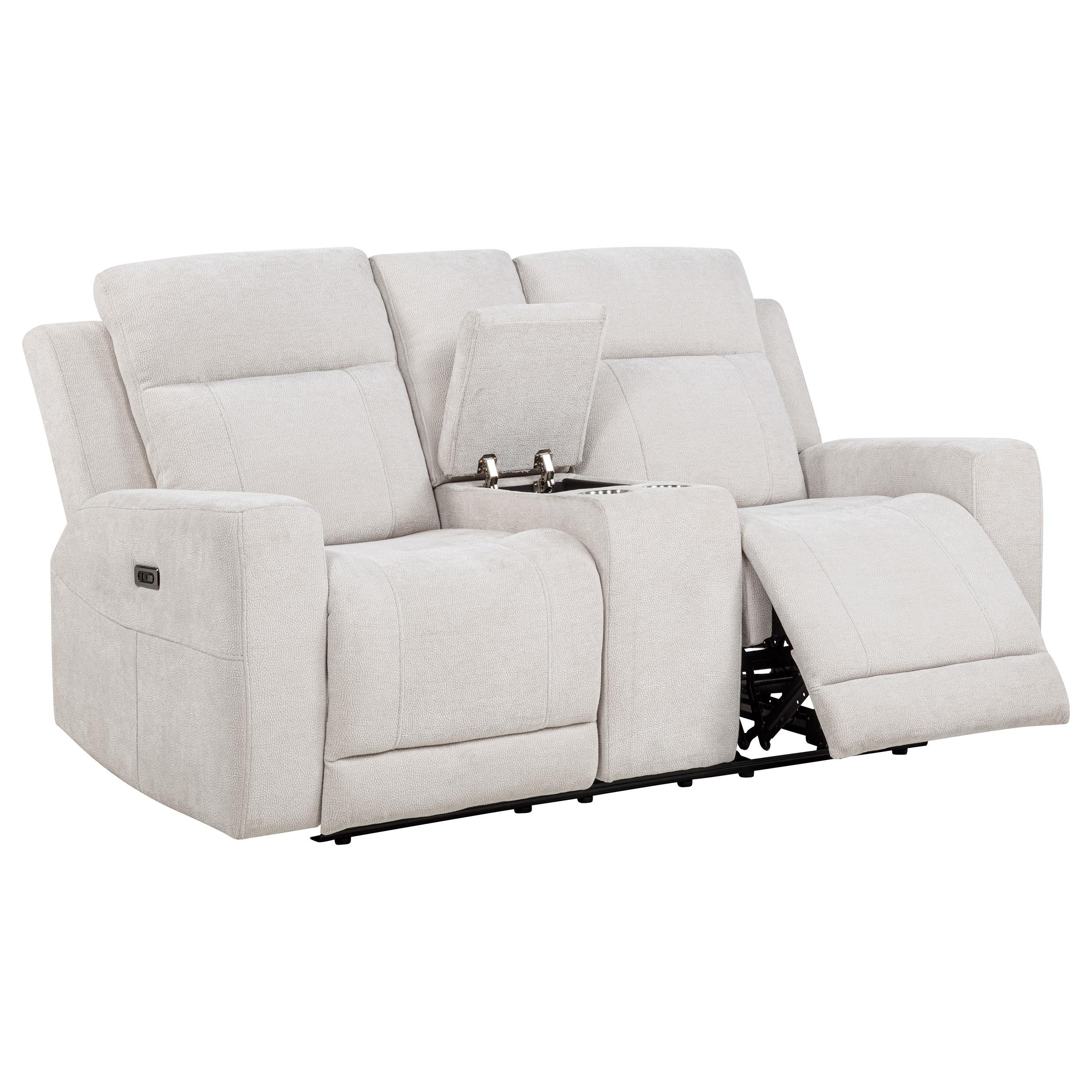 Kennett 3-piece Chenille Power Reclining Sofa Set Ivory - 610151P-S3