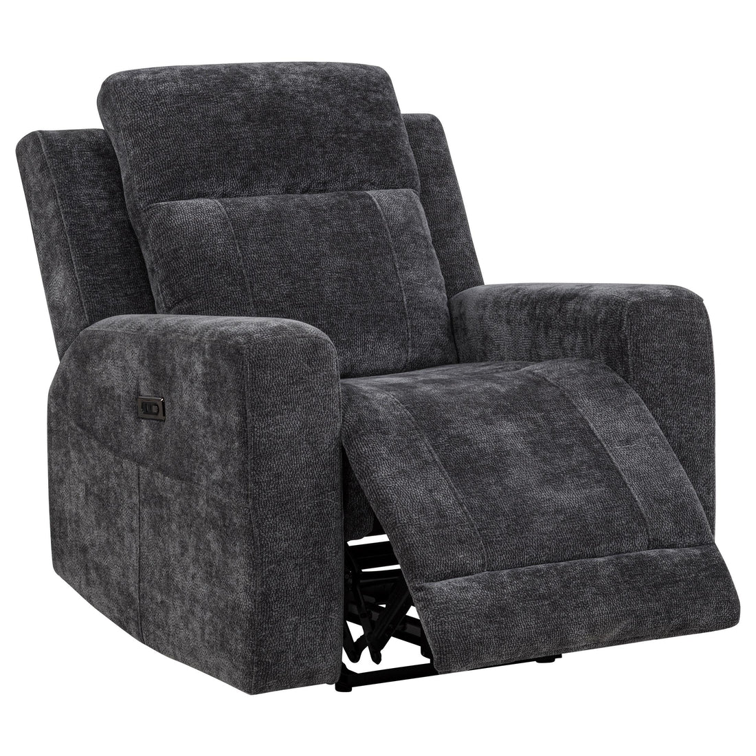 Kennett Chenille Upholstered Power Recliner Chair Dark Grey - 610156P