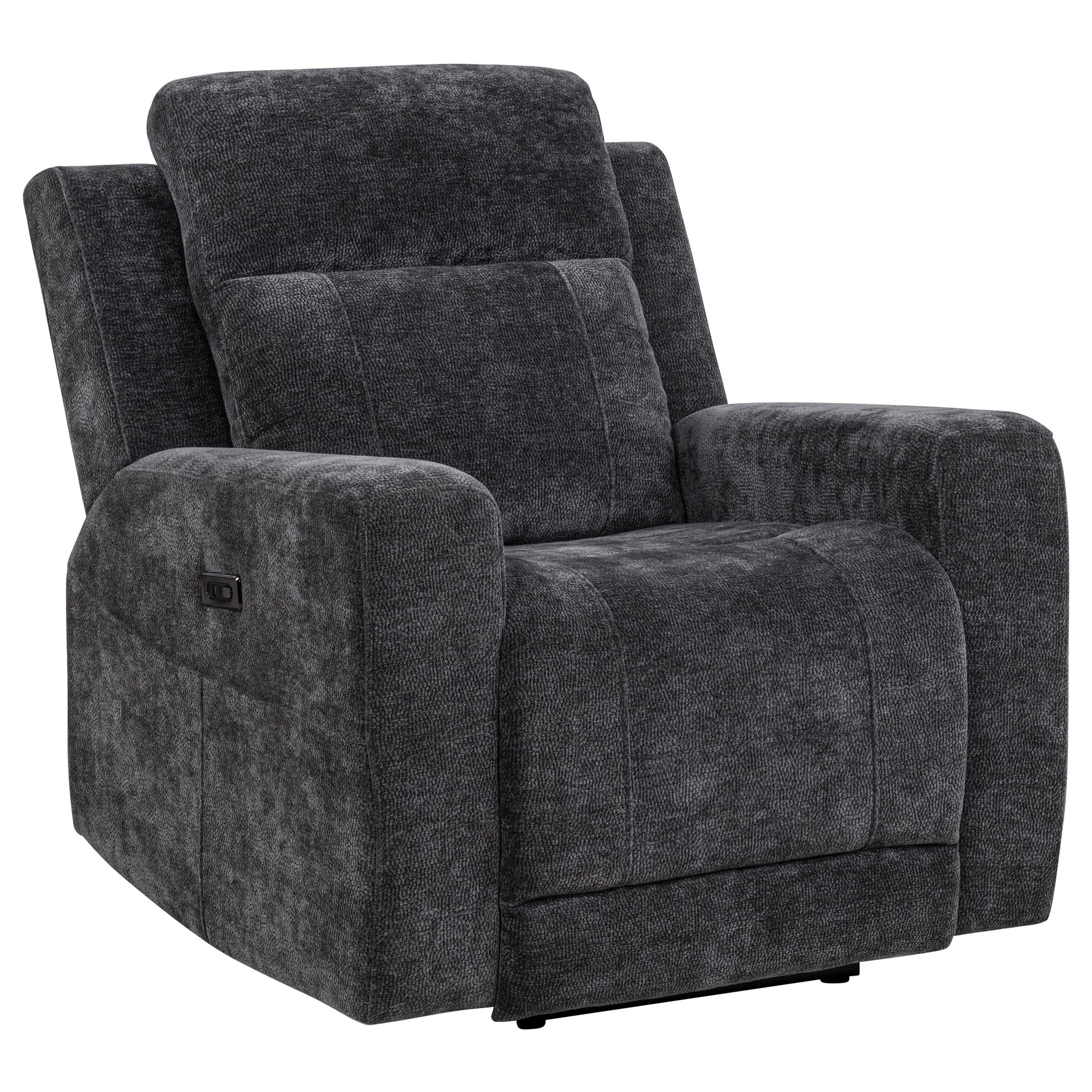 Kennett Chenille Upholstered Power Recliner Chair Dark Grey - 610156P