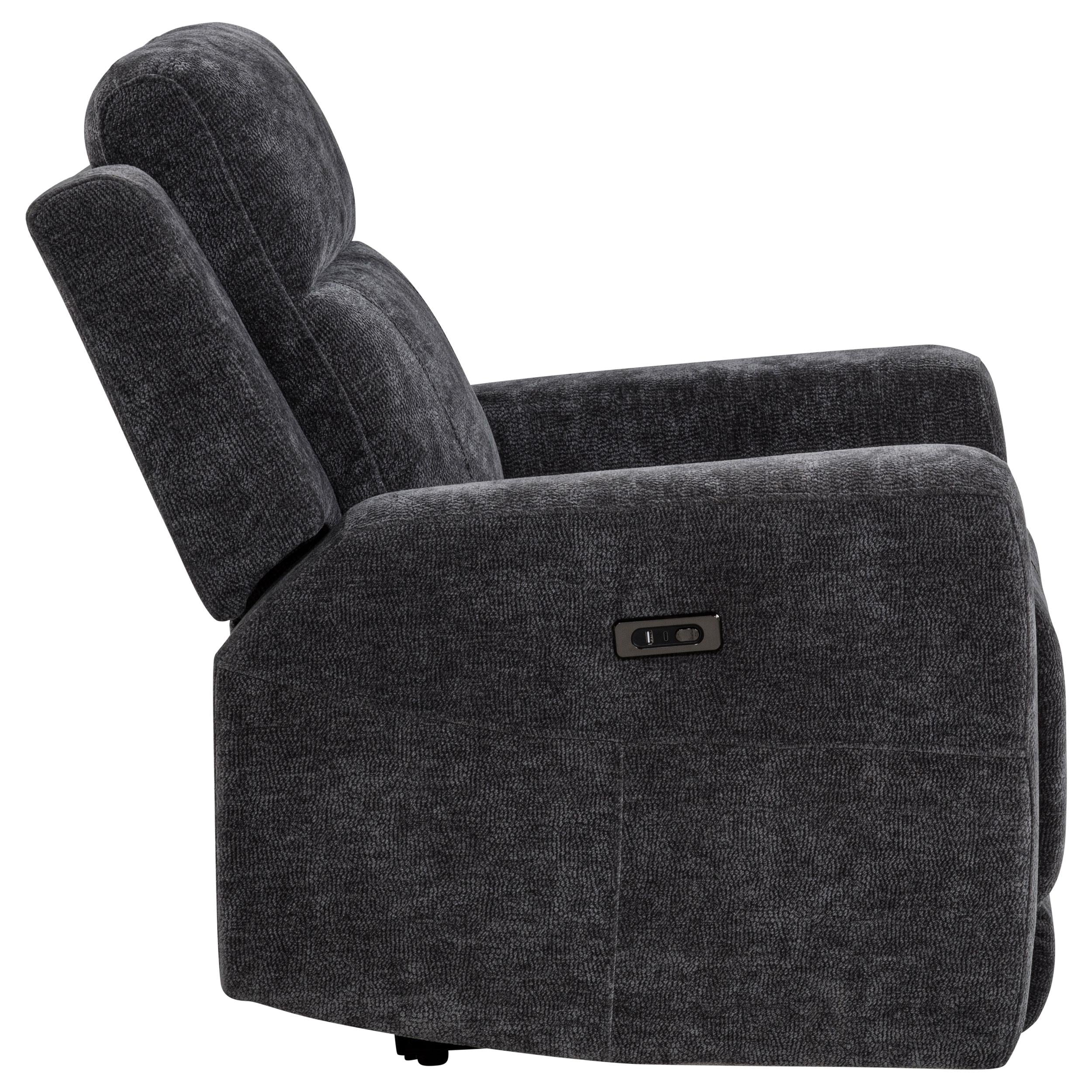 Kennett Chenille Upholstered Power Recliner Chair Dark Grey - 610156P