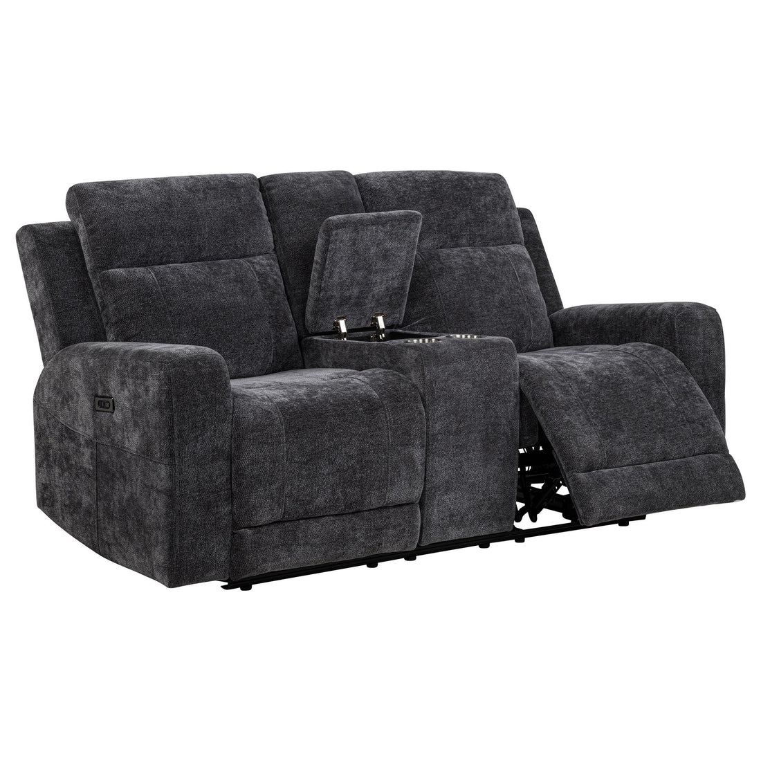 Kennett Chenille Upholstered Power Reclining Loveseat Grey - 610155P