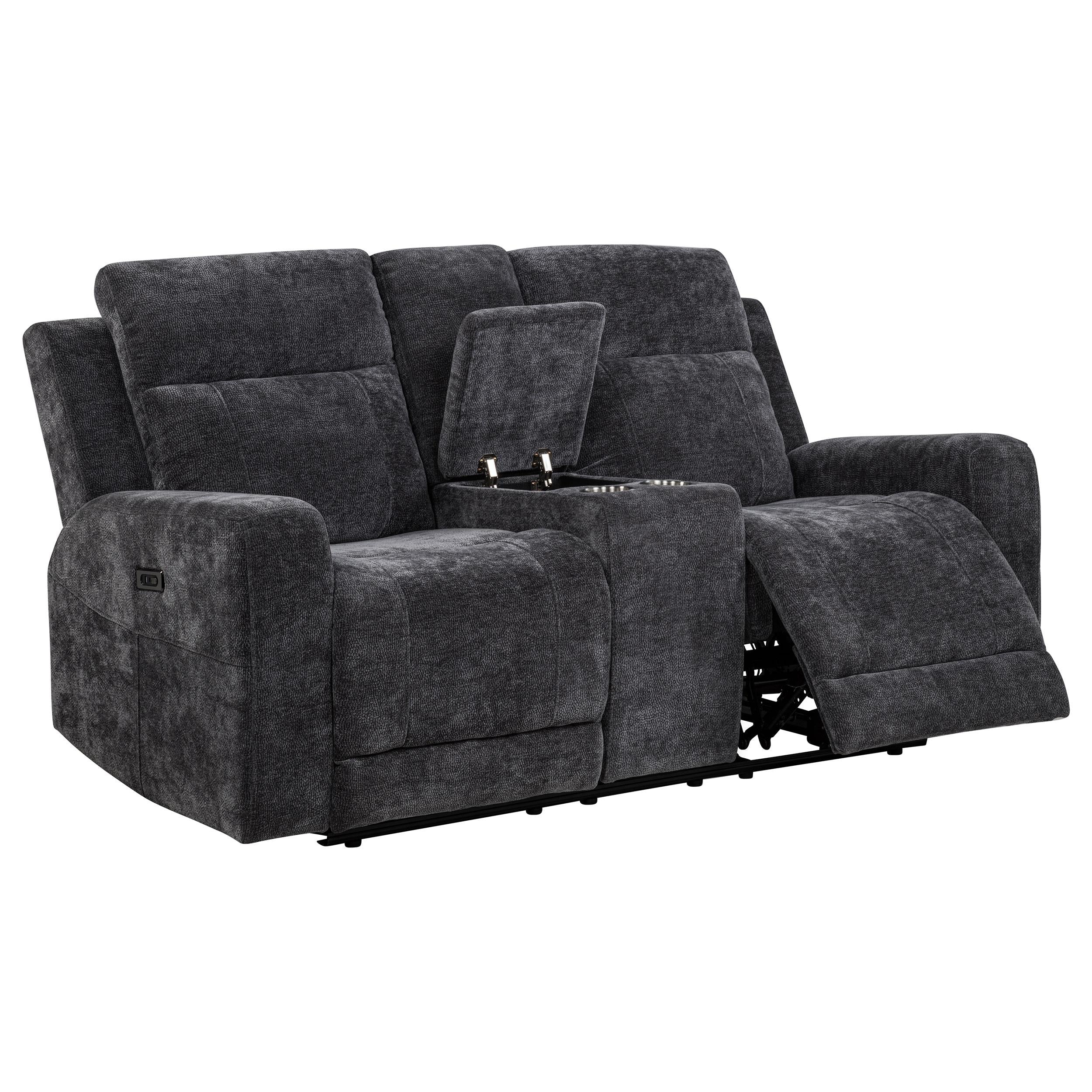 Kennett Chenille Upholstered Power Reclining Loveseat Grey - 610155P