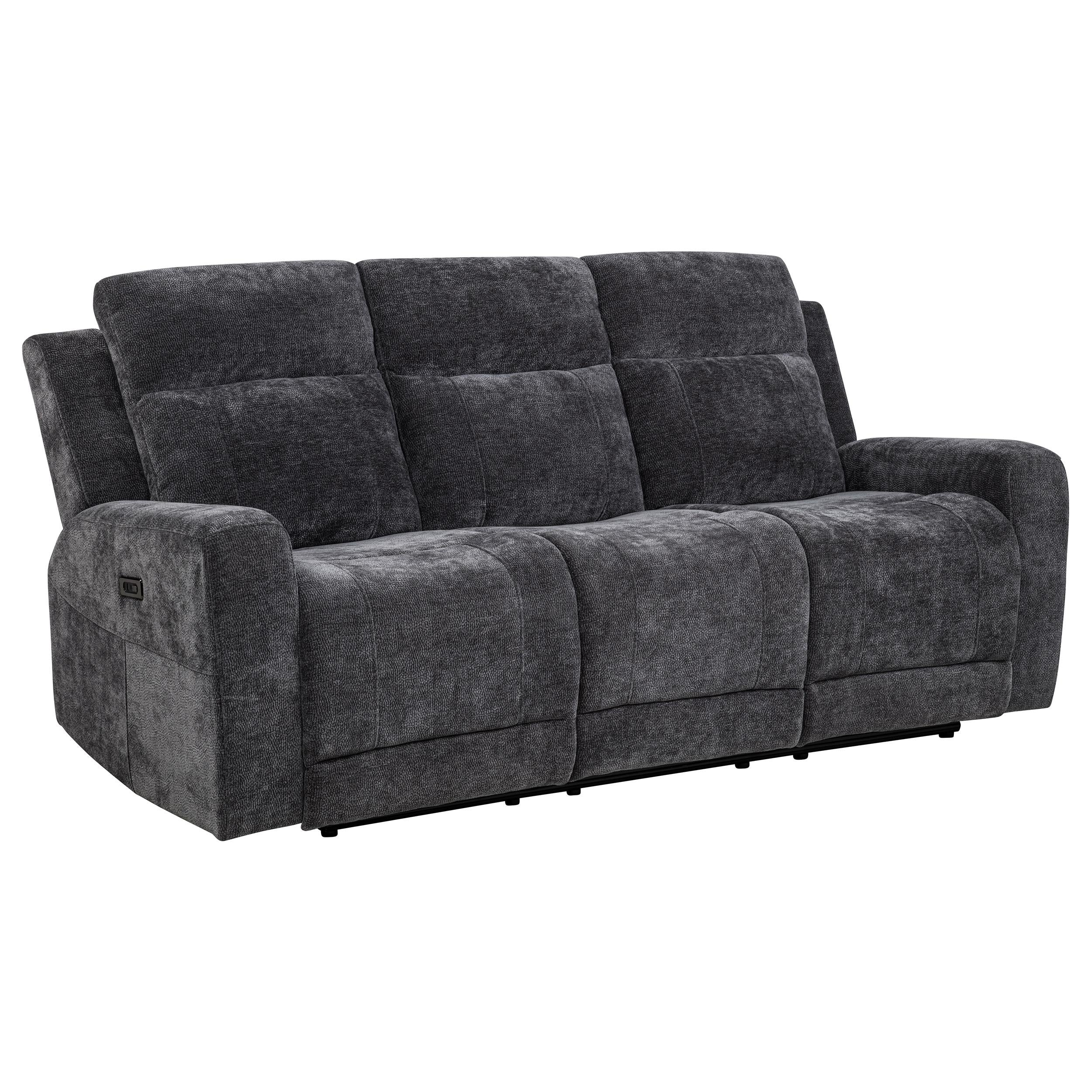 Kennett Chenille Upholstered Power Reclining Sofa Dark Grey - 610154P