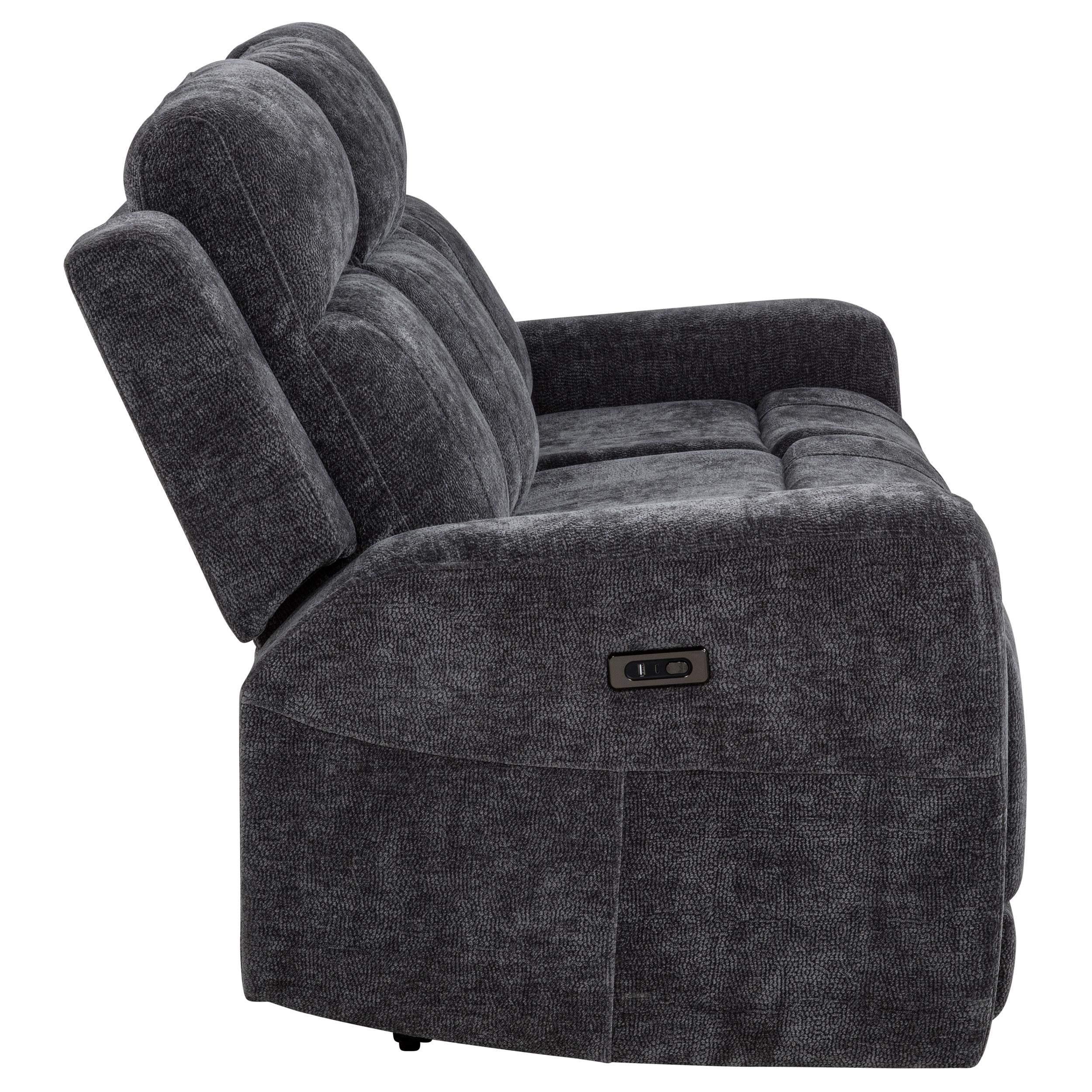 Kennett Chenille Upholstered Power Reclining Sofa Dark Grey - 610154P