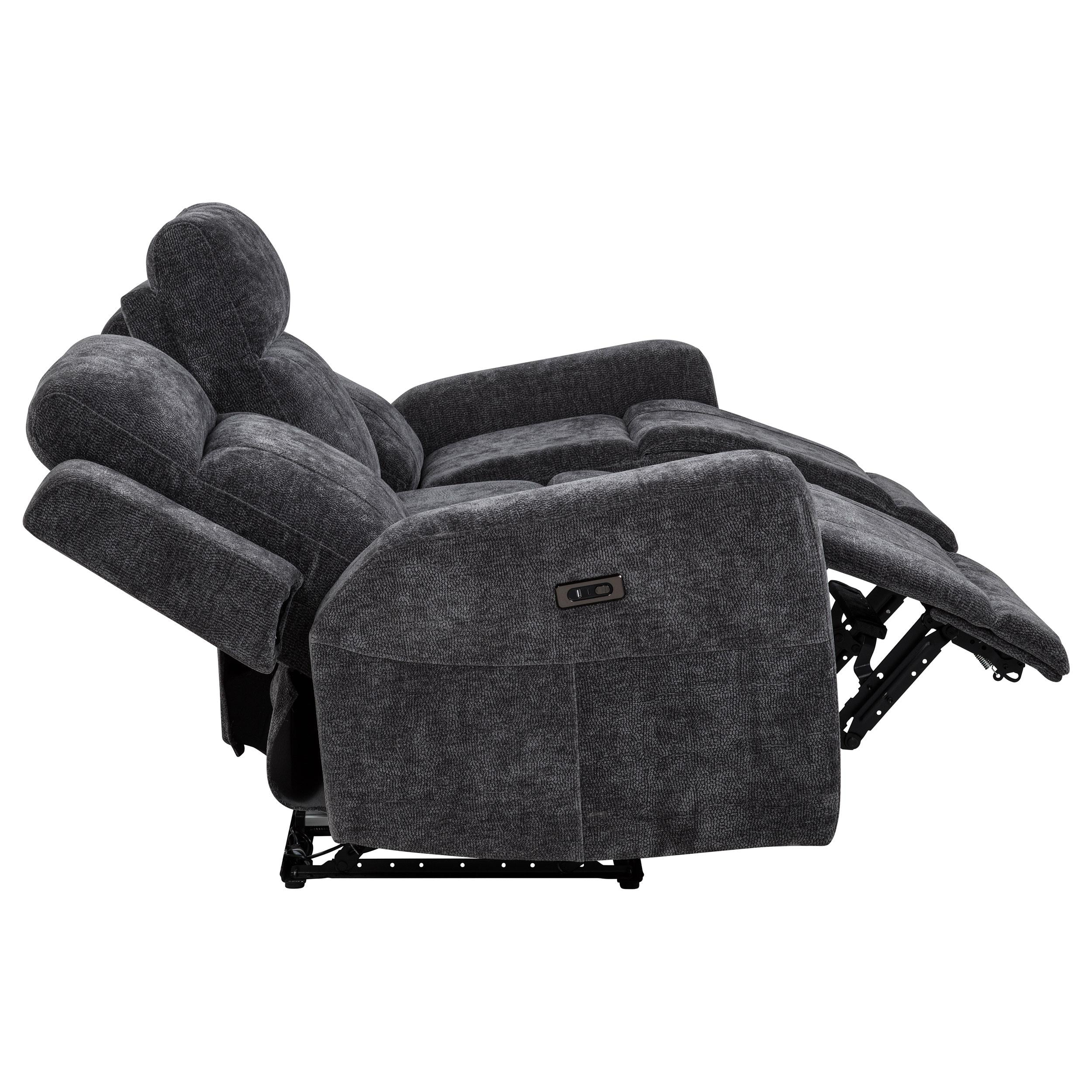 Kennett Chenille Upholstered Power Reclining Sofa Dark Grey - 610154P