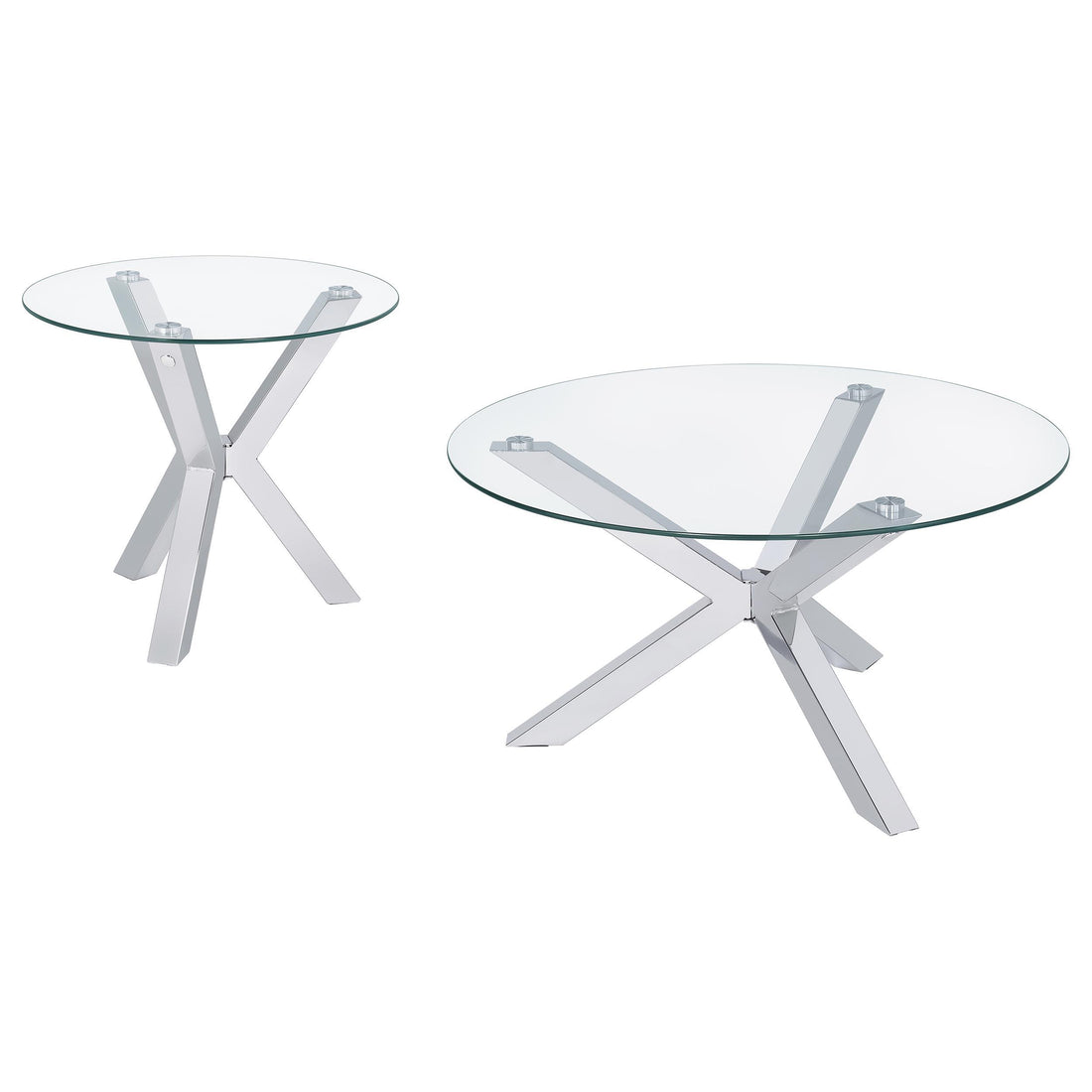 Kenzie 2-piece Round Coffee and End Table Set Chrome - 708128-S2