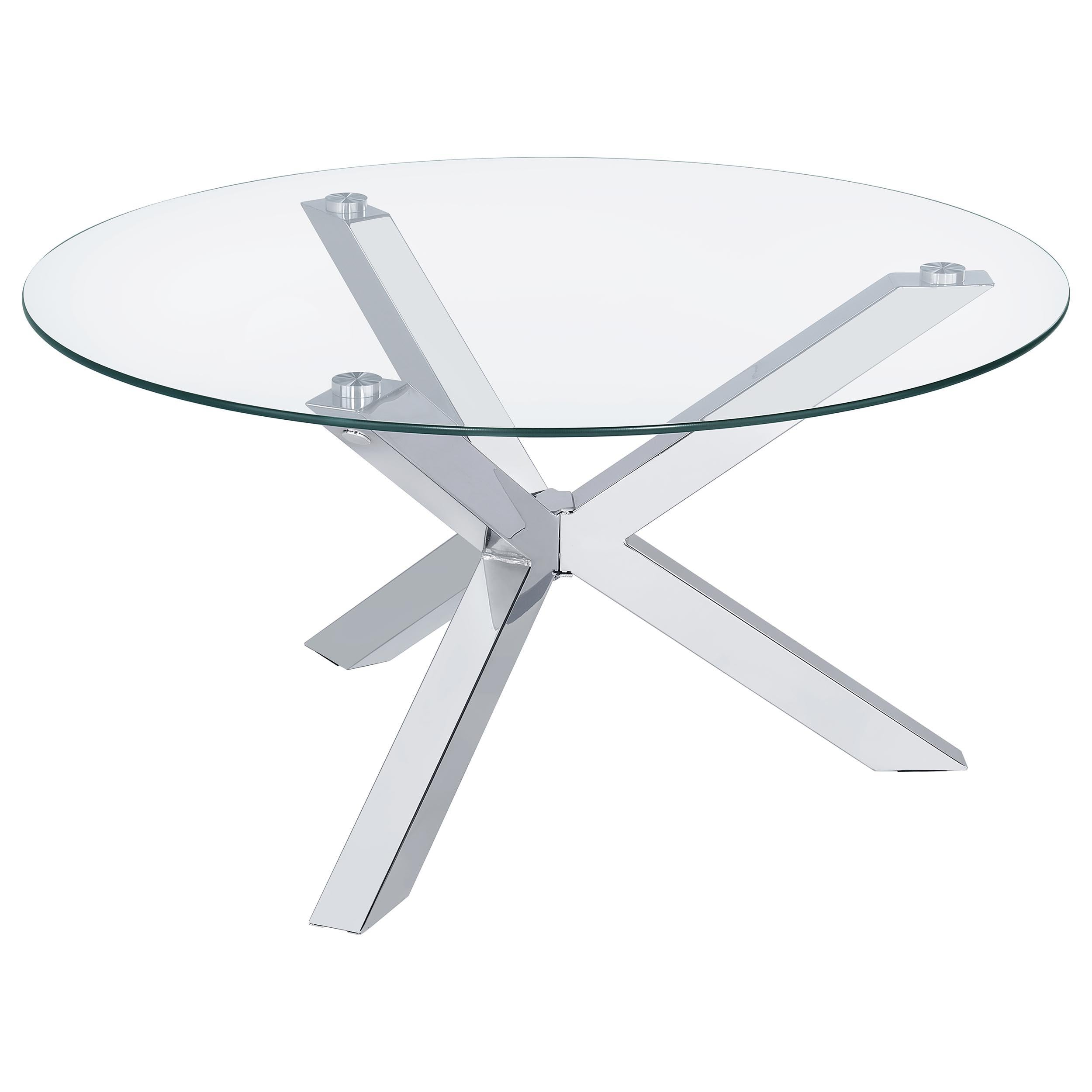 Kenzie 2-piece Round Coffee and End Table Set Chrome - 708128-S2