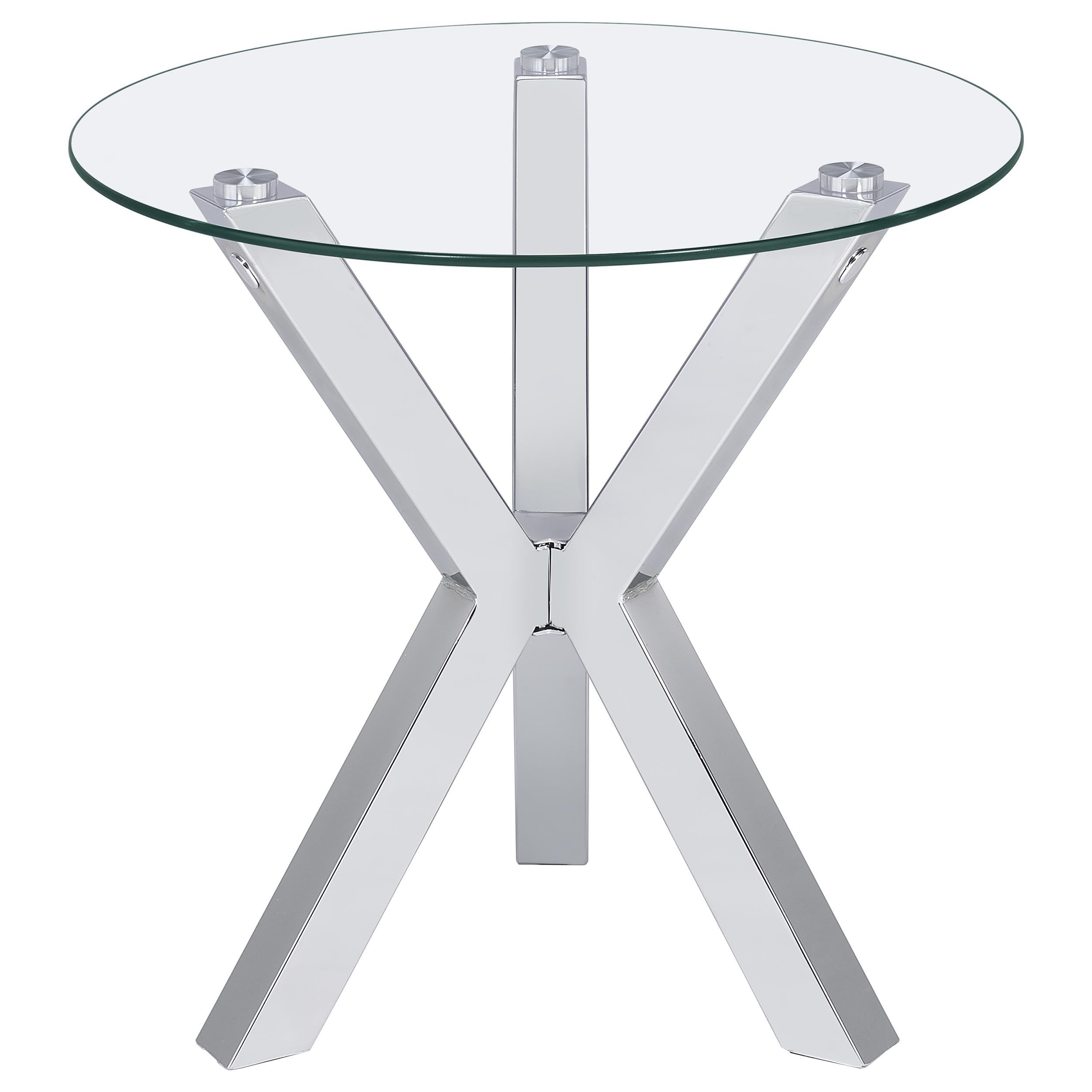 Kenzie 3-piece Round Coffee and End Table Set Chrome - 708128-S3