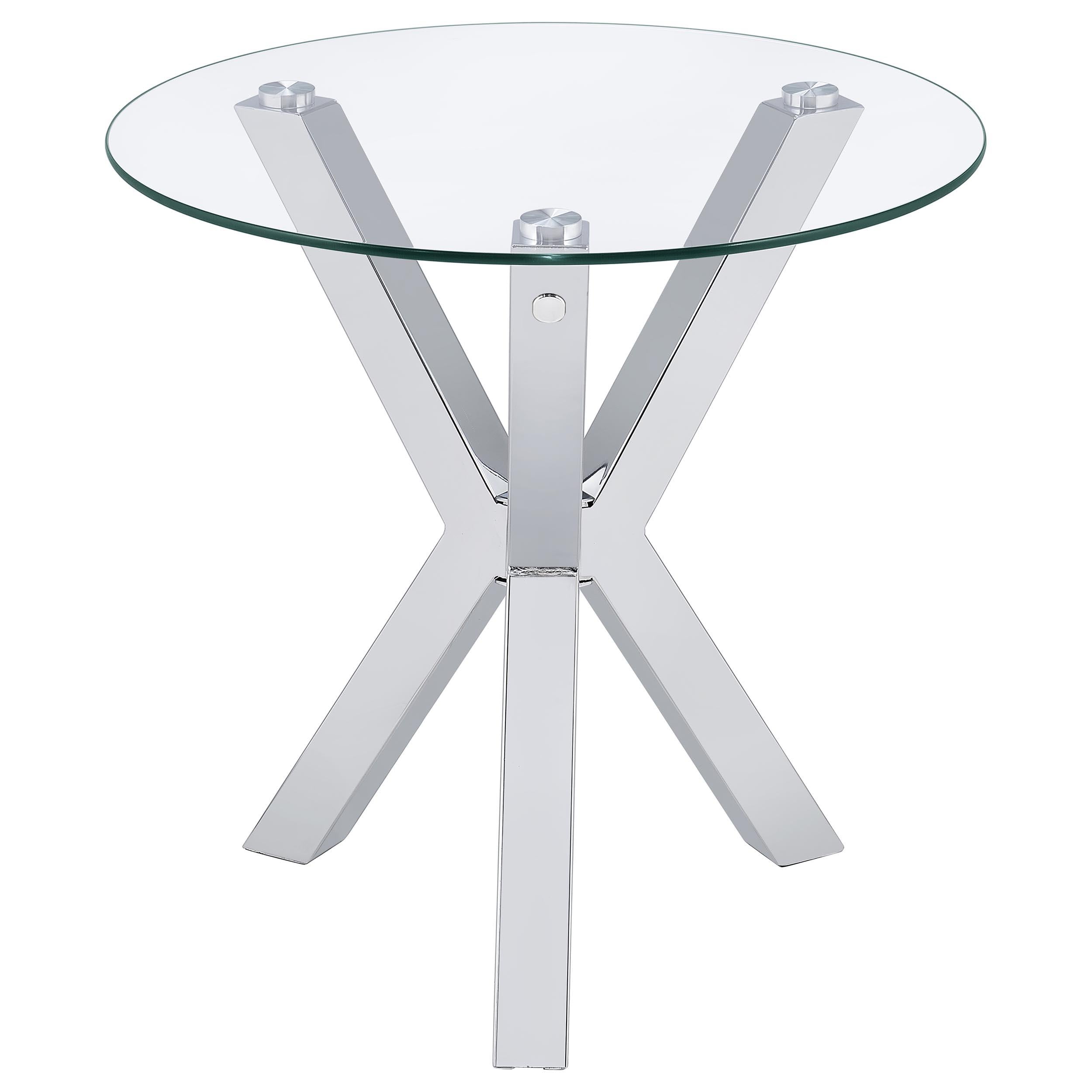 Kenzie 3-piece Round Coffee and End Table Set Chrome - 708128-S3