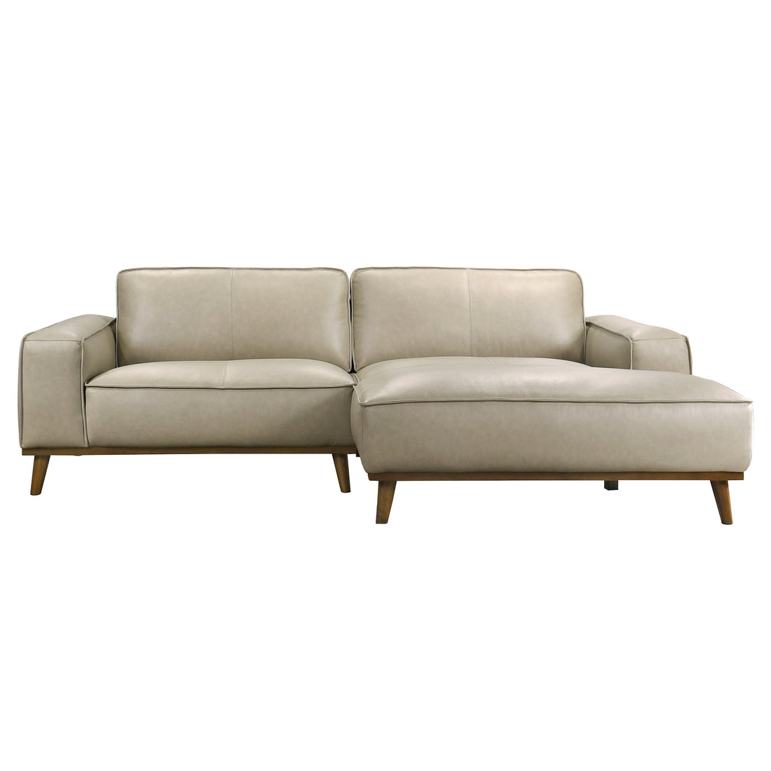 Kerrville Beige Leather Right Sectional Sofa - SEC00403804
