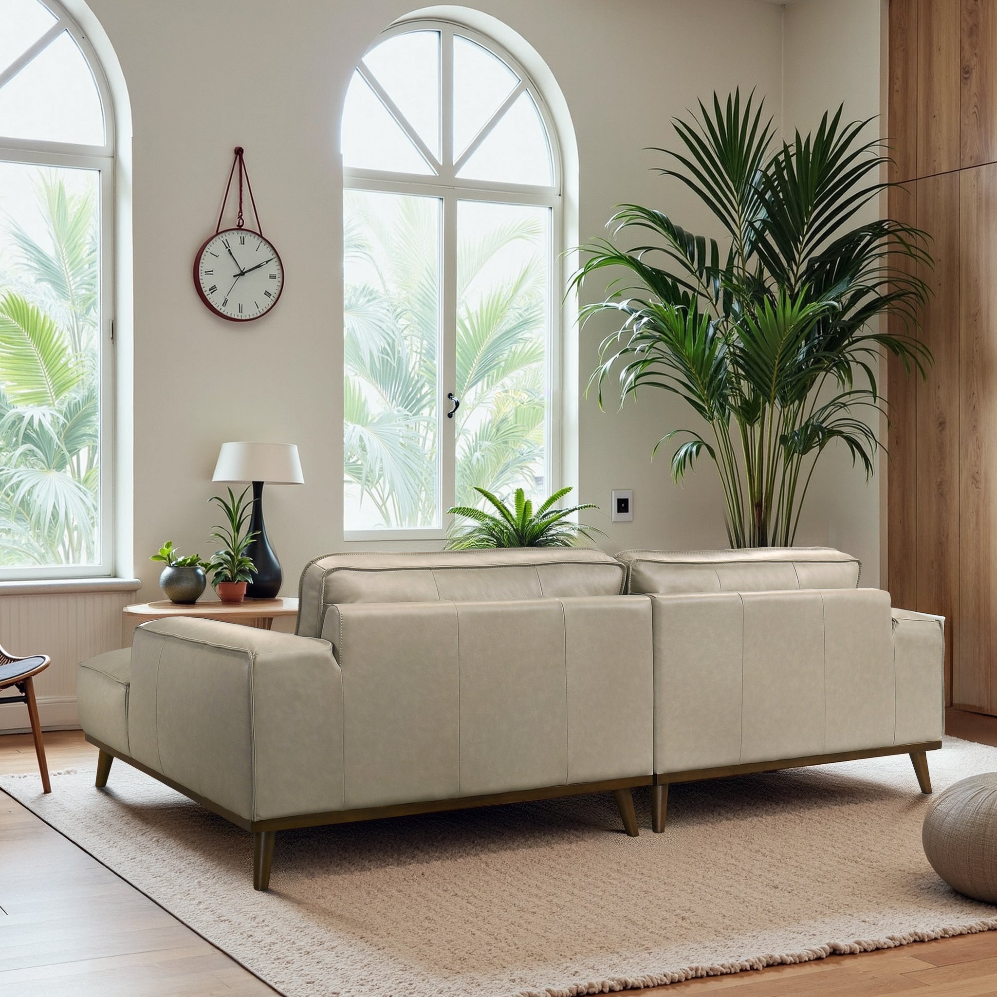 Kerrville Beige Leather Right Sectional Sofa - SEC00403804