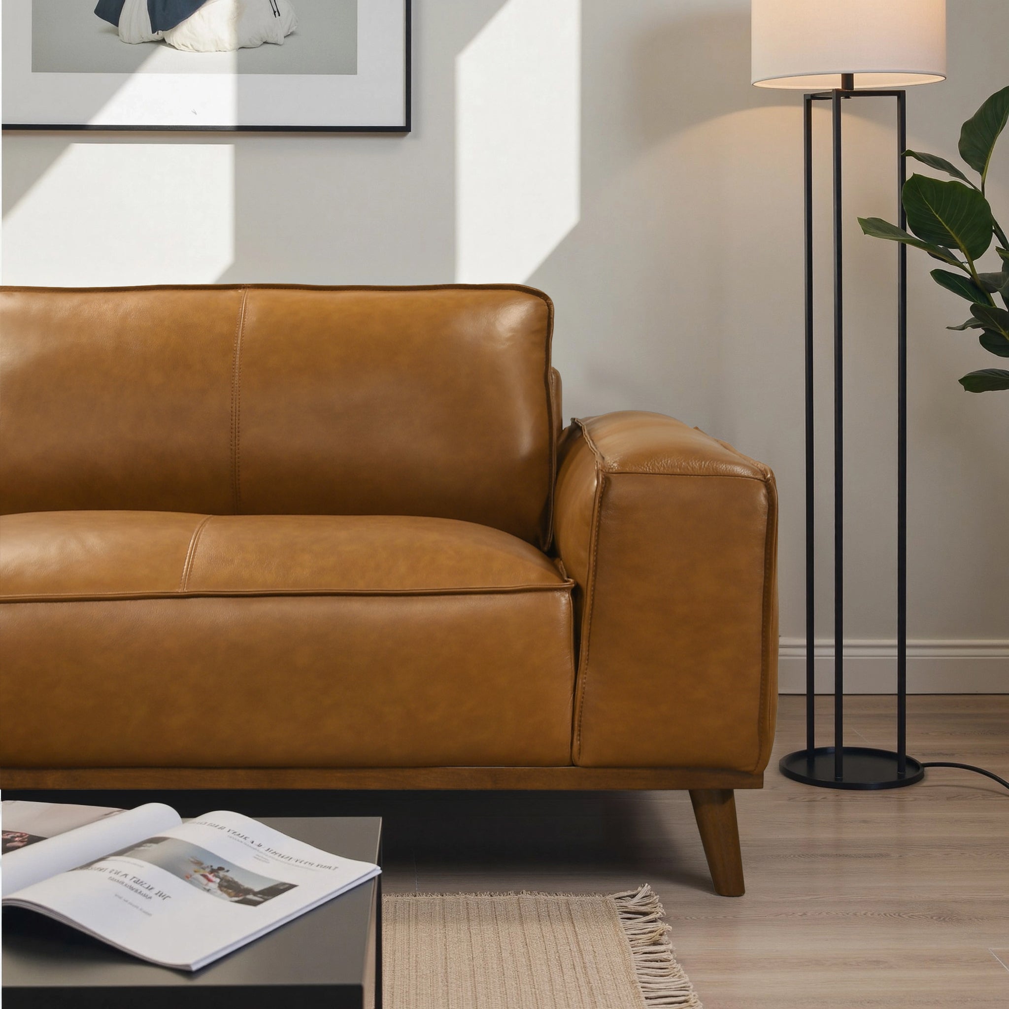 Kerrville Tan Leather Left Sectional Sofa - SEC00403801