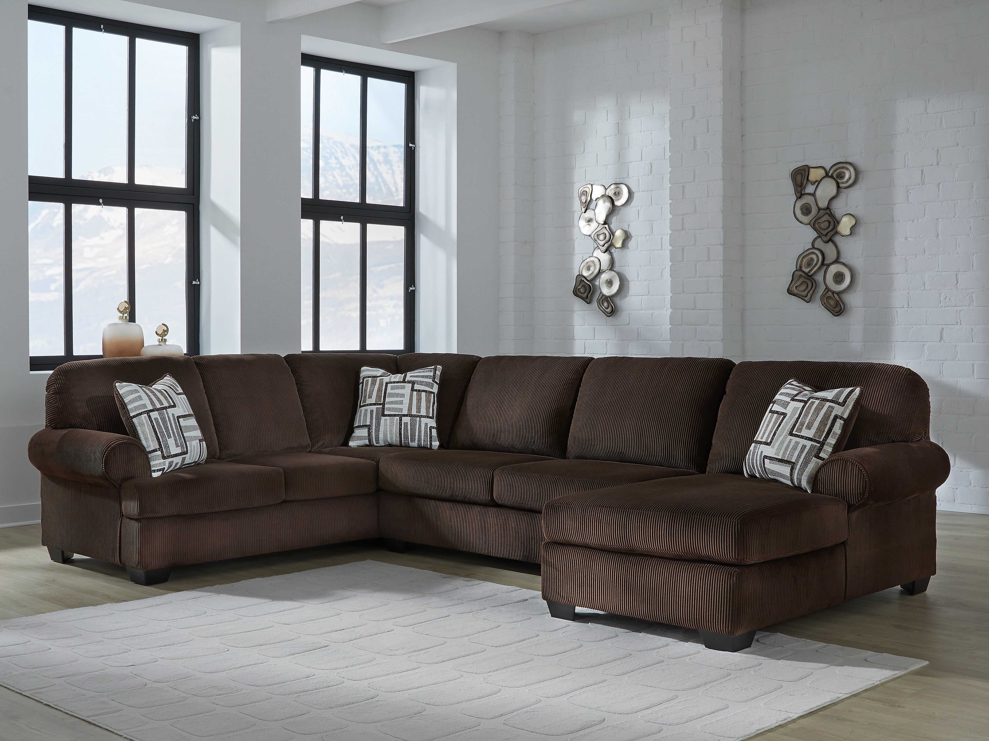 Kimlee Chocolate 3-Piece Sectional with Chaise - PC35603S2
