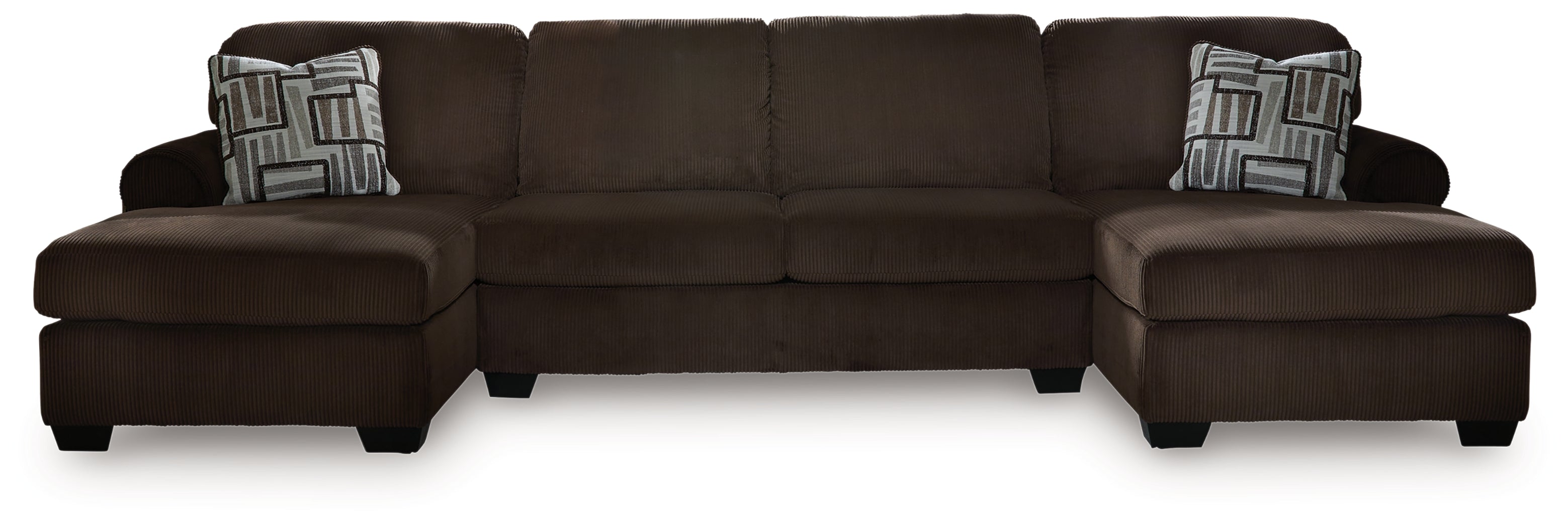 Kimlee Chocolate 3-Piece Sectional with Double Chaise - PC35603S3