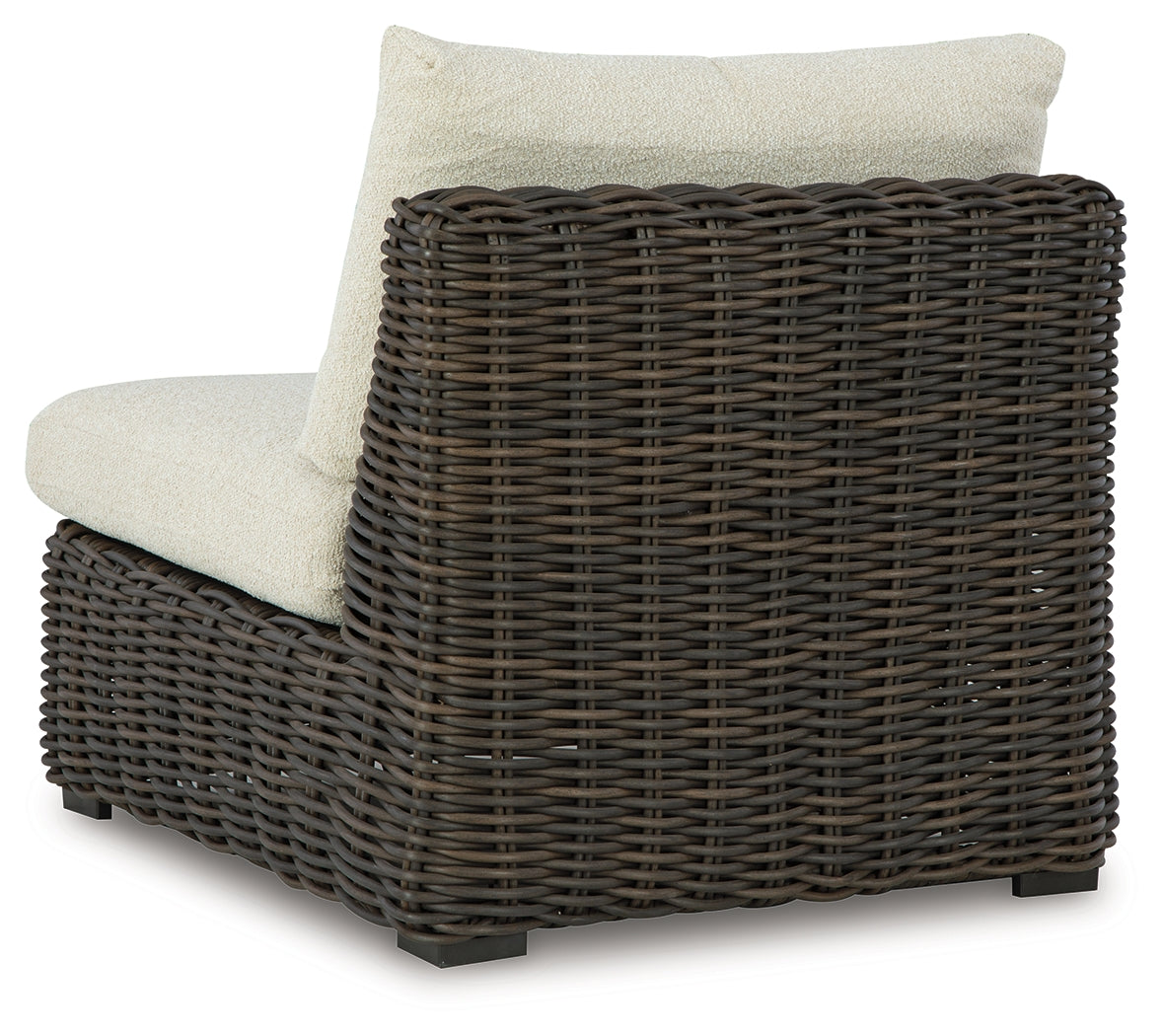 Kimora Beige/Dark Brown Outdoor Armless Chair with Cushion - P711-846