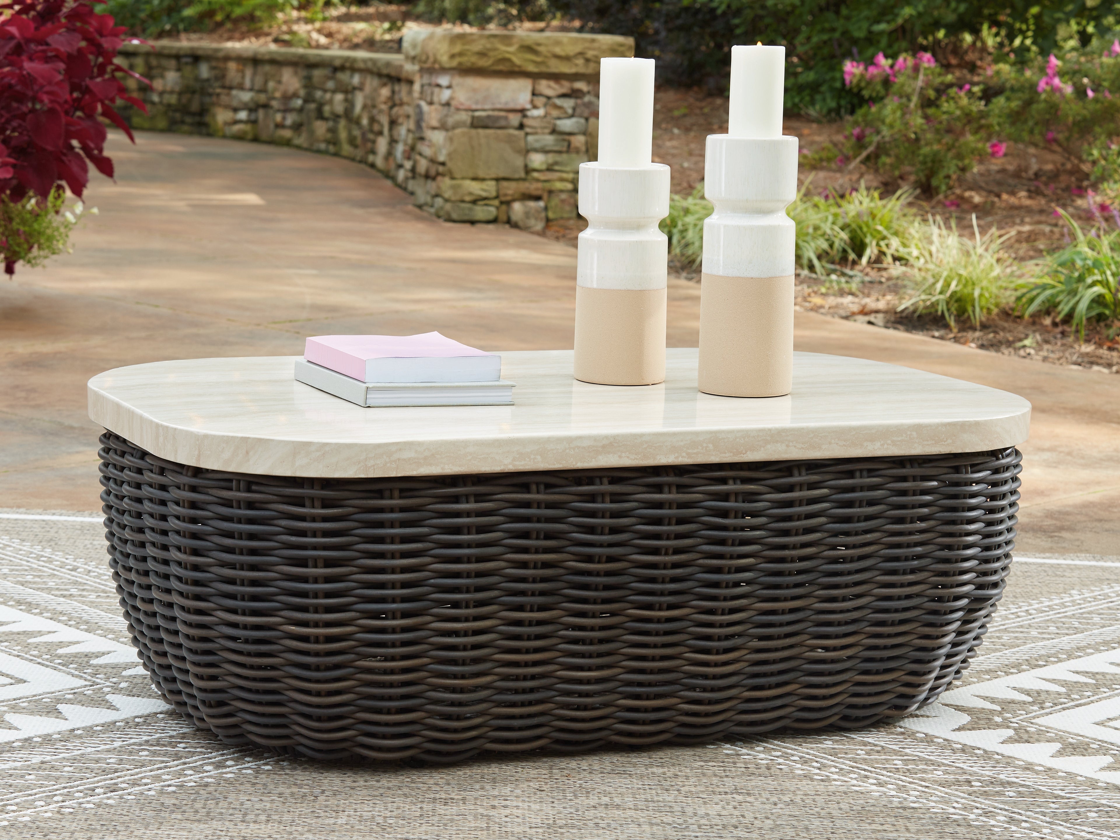 Kimora Beige/Dark Brown Outdoor Coffee Table - P711-701