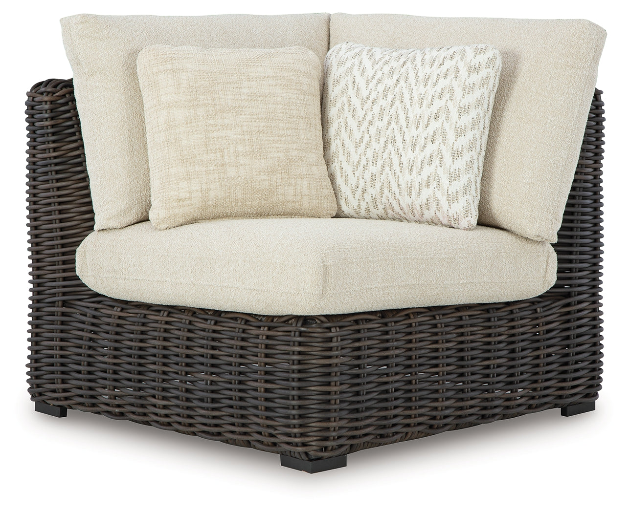 Kimora Beige/Dark Brown Outdoor Corner Chair with Cushion - P711-877