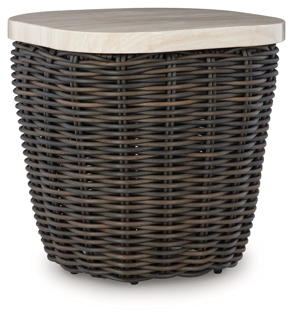Kimora Beige/Dark Brown Outdoor End Table - P711-702
