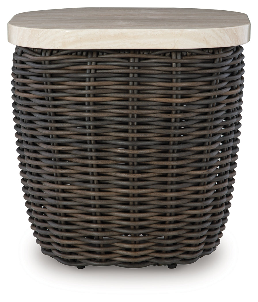 Kimora Beige/Dark Brown Outdoor End Table - P711-702