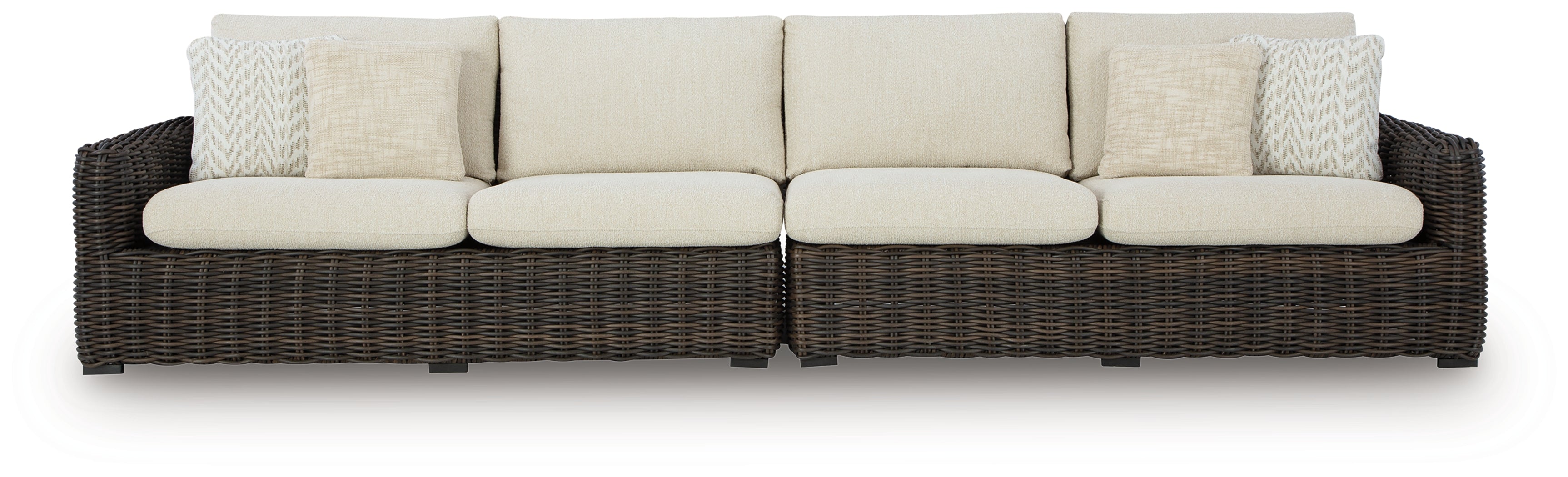 Kimora Beige/Dark Brown Outdoor Right and Left-arm Facing Loveseat with Cushion (Set of 2) - P711-854