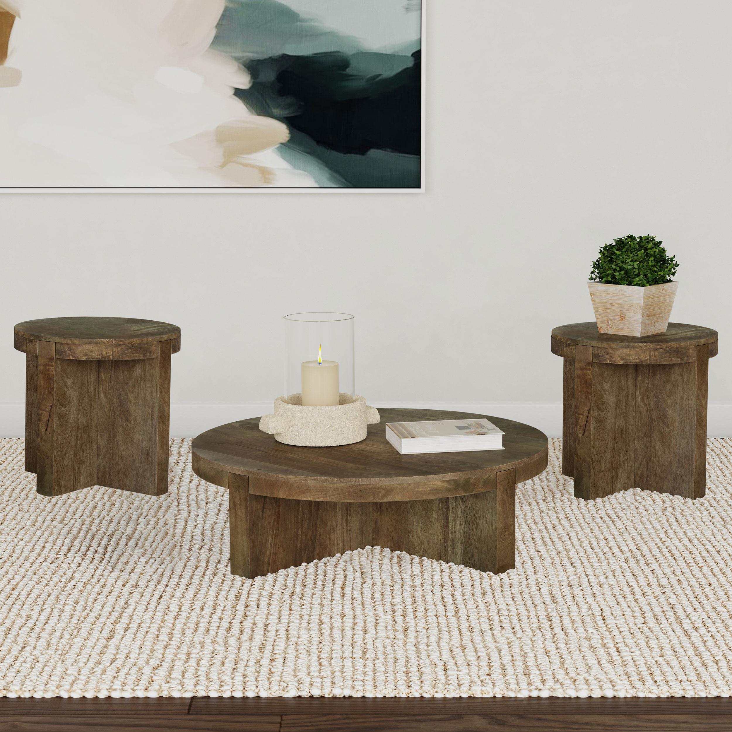 Kinkaid 3-piece Solid Wood Coffee and End Table Set Brown - 710138-S3