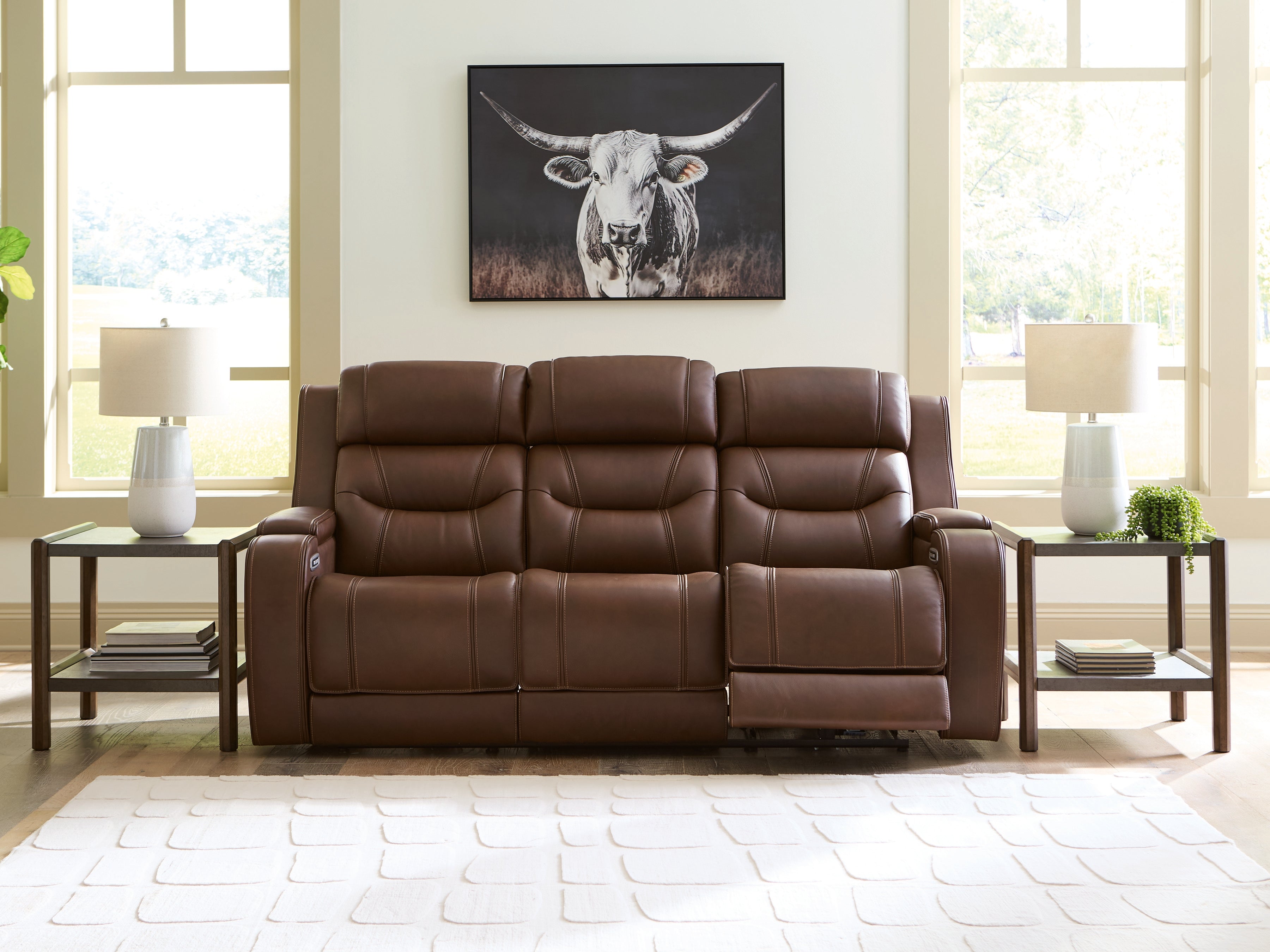 Knightington Brown Power Reclining Sofa with Audio Seating - PCU1160215A