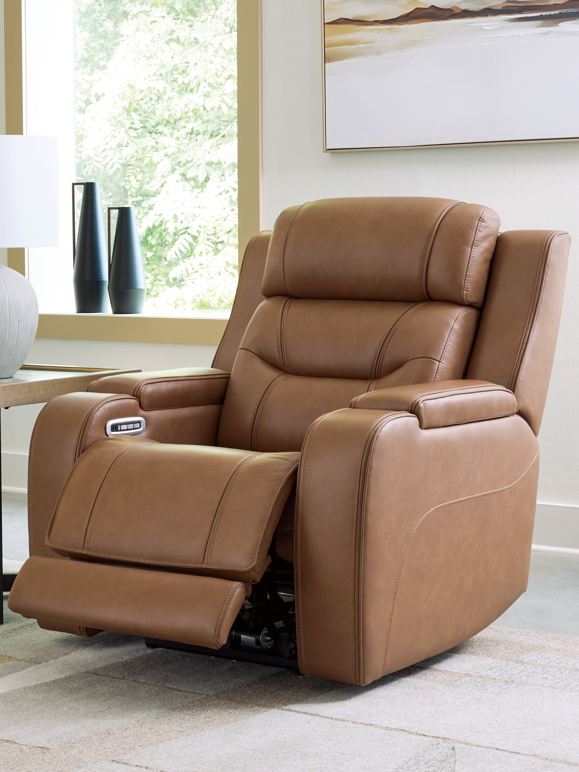 Knightington Caramel Power Recliner with Audio Seating - PCU1160013A