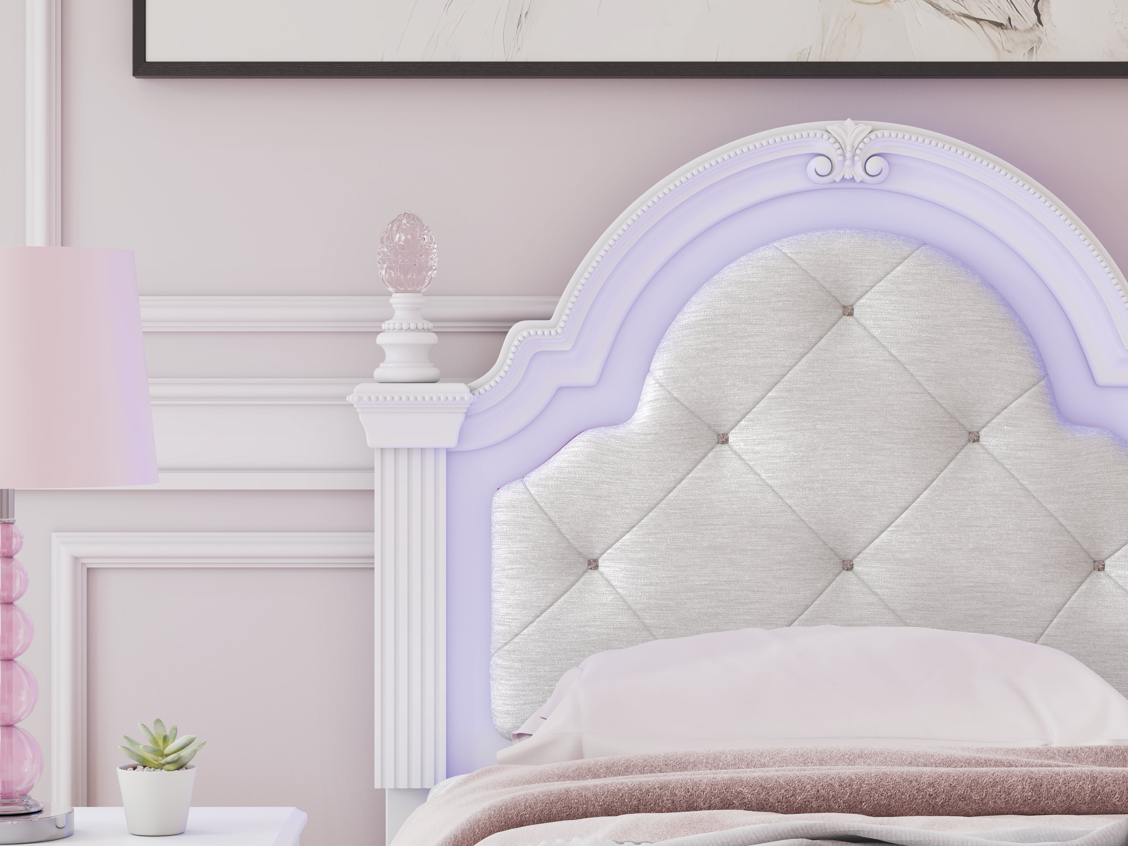 Kozlani White Twin Upholstered Panel Headboard - PCB1819-153
