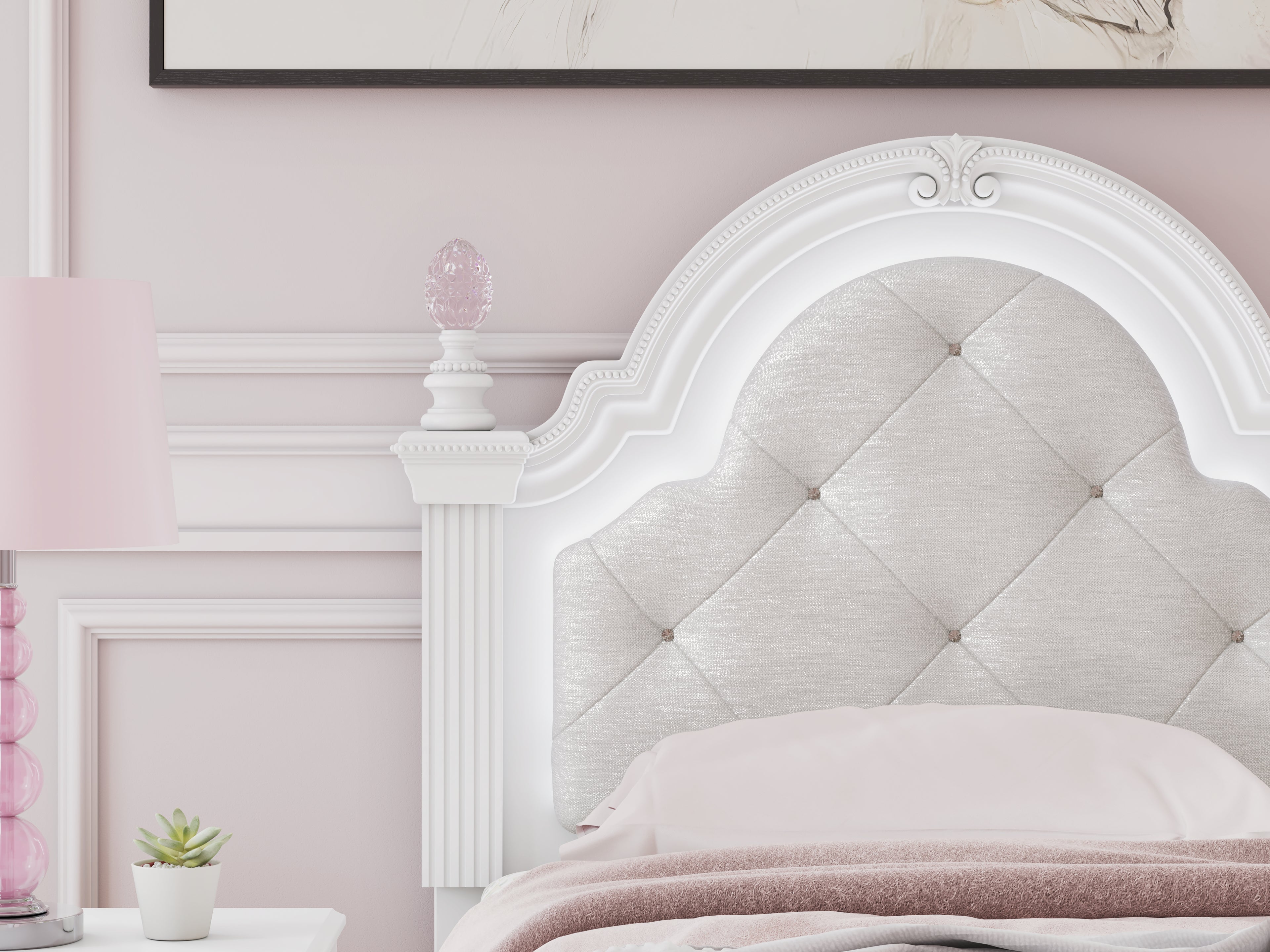 Kozlani White Twin Upholstered Panel Headboard - PCB1819-153