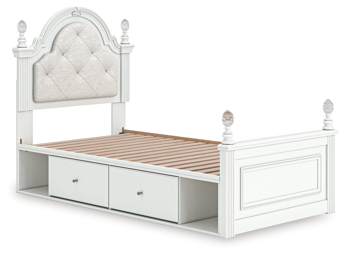 Kozlani White Twin Upholstered Panel Storage Bed - PCB1819B9
