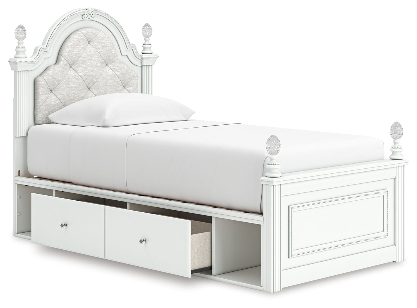 Kozlani White Twin Upholstered Panel Storage Bed - PCB1819B9